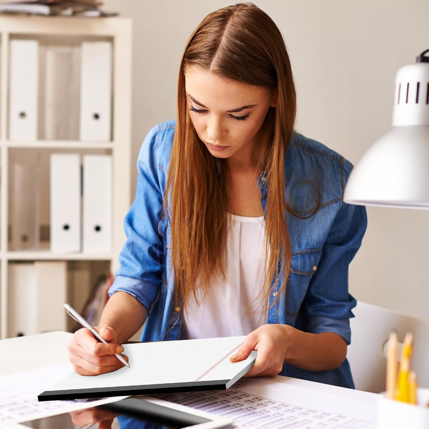 24 Pack White Legal Pads 8.5 x 11 Writing Note Pads College Ruled Writing Pads 8.5 x 11, Lined Paper Pads, 30 Sheet/Notepad, 38 Lines Perforated Notepads 8.5 x 11'' for School, Home, Office