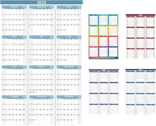 2026 Wall Calendar 34.8" x 22.8" Large Vertical Yearly Wall Hanging Calenda with Julian Date Thick Paper Calendar 12 Month Annual Wall Planner for Wall Office Fridge(Light Blue)