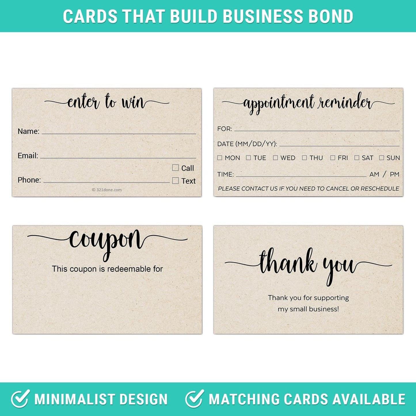 321Done Loyalty Punch Cards, Made in USA - Customer Reward Card 3.5x2, Business Card Size, Redeem 10 Punches or Visit for Prize, White - Set of 50