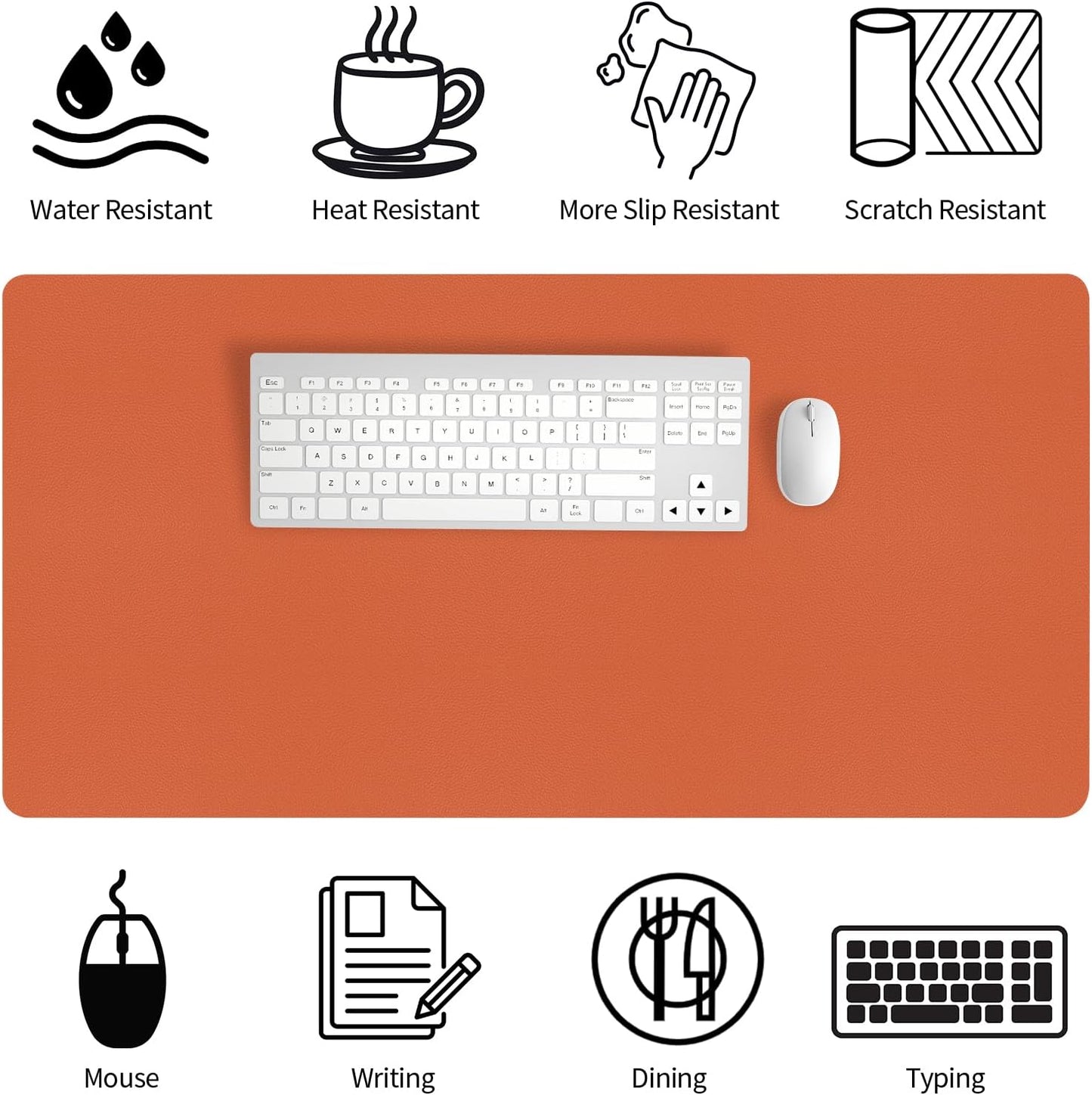 Bloss Orange Desk Mat 31.5"x15.7", Waterproof Large Desk Pad, Leather Desk Matt for Desktop, Computer Mat for Office/Home/Decor