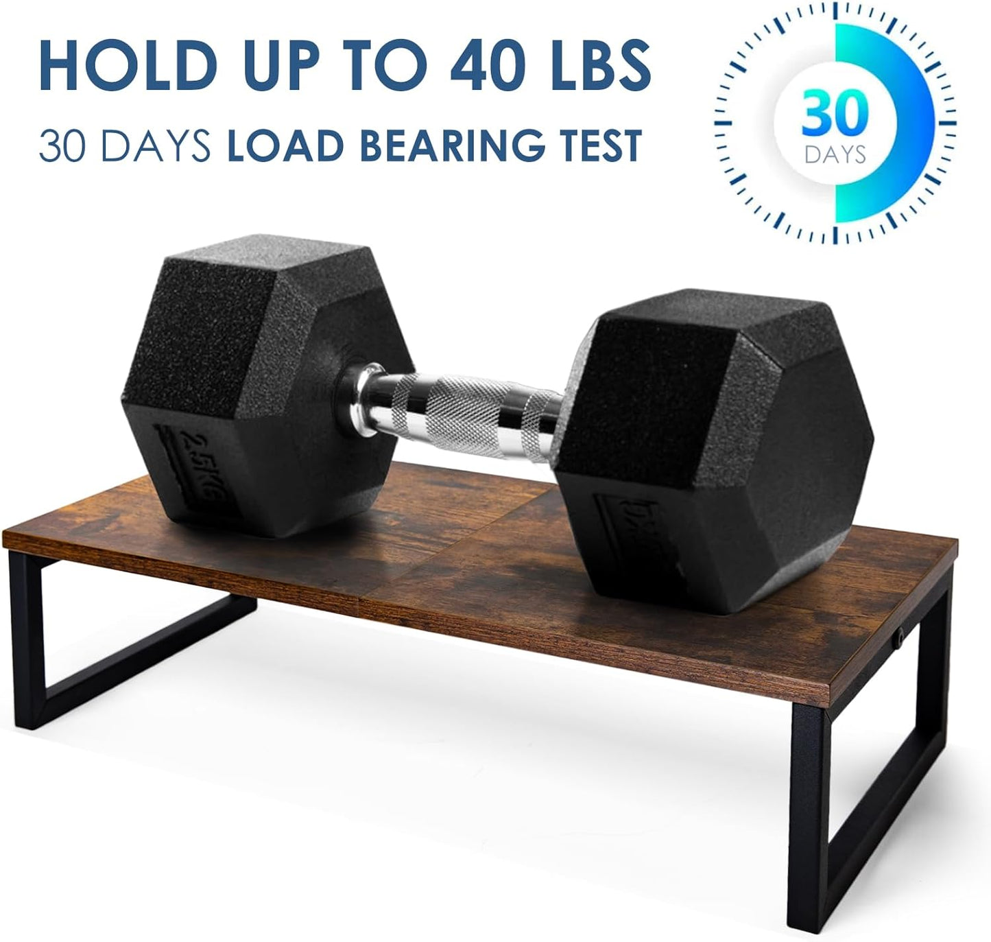 ARCOBIS 20 Inch Monitor Riser, Wood & Metal Computer Monitor Stand Riser for Desk, Rustic Brown