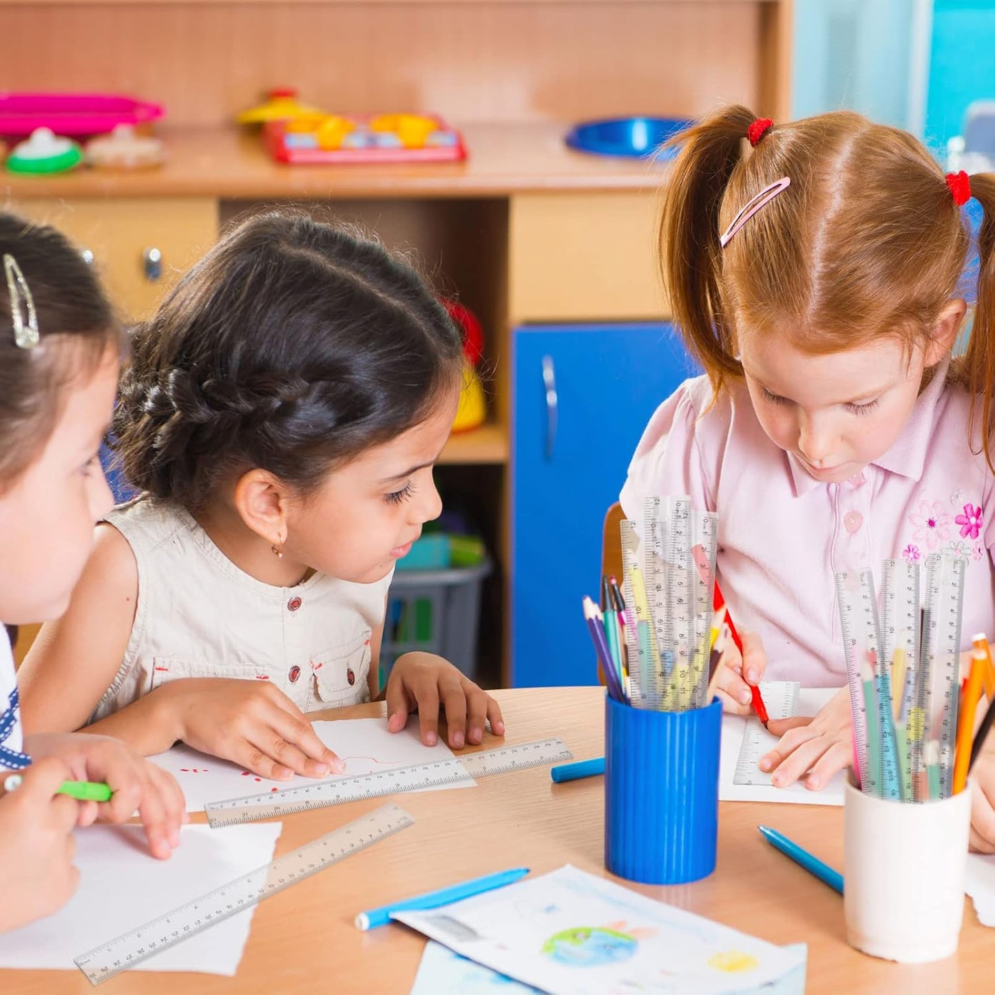 Zonon 6 Pcs 12 Inch Ruler Bulk Plastic Flexible Straight Metric Rulers with Centimeters and Inches Drafting Measuring Tool for Classroom School Students Education (Clear)