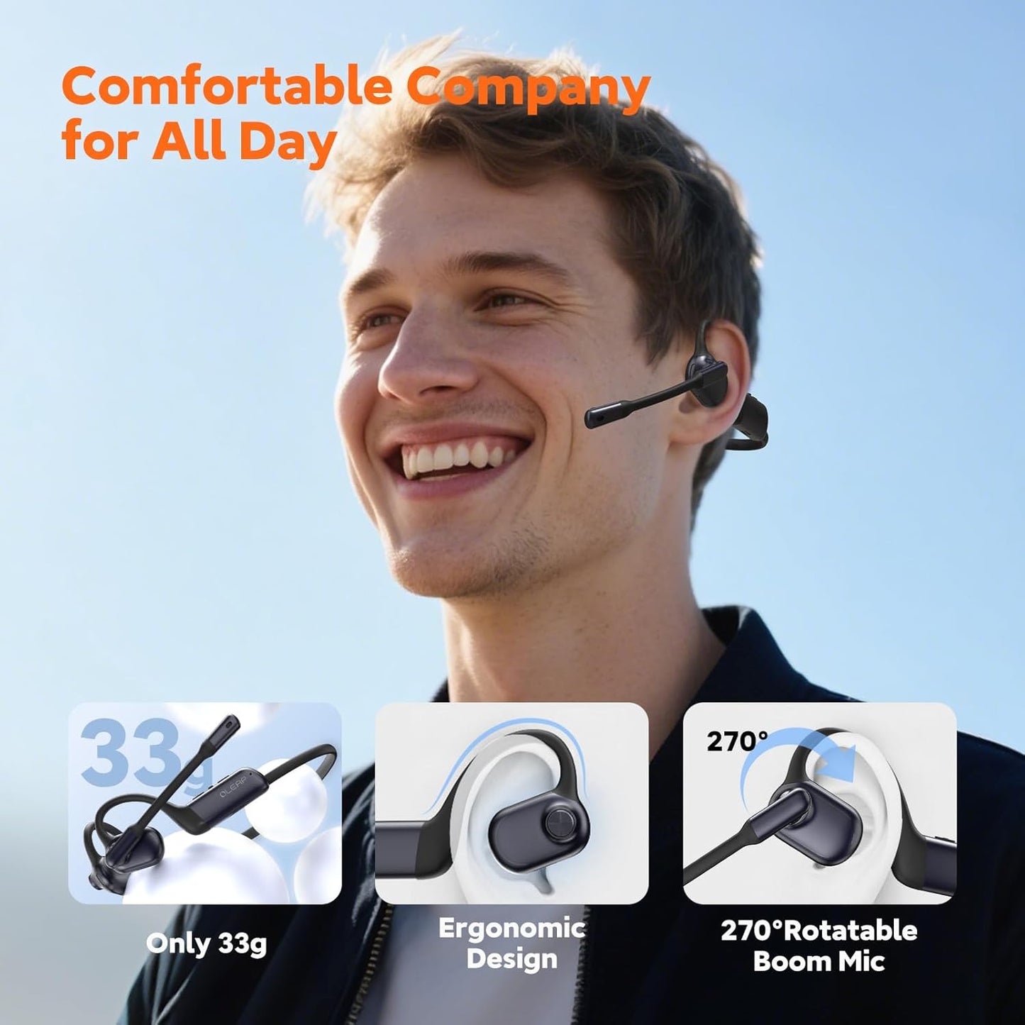 Pilot P200b Pro Wireless Headset with Mic for Work, 50dB Noise Cancelling Headphones with ENC, Bluetooth 5.3 - Wireless Computer Headset for Meetings and Calls