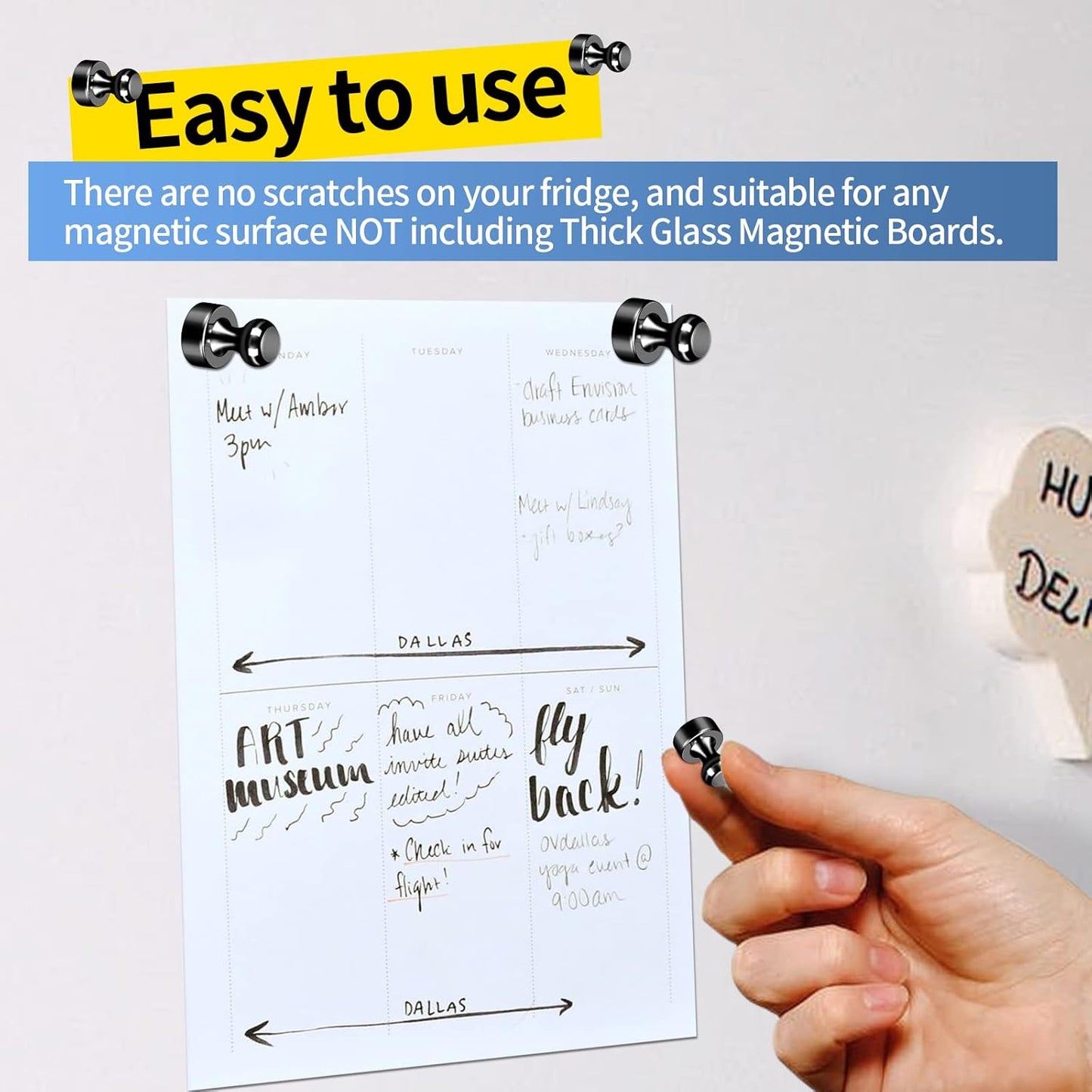 24Pack Black Fridge Magnet Refrigerator Magnets Strong Magnets for Whiteboard Lockers Fridge Office Classroom Kitchen Home Adults