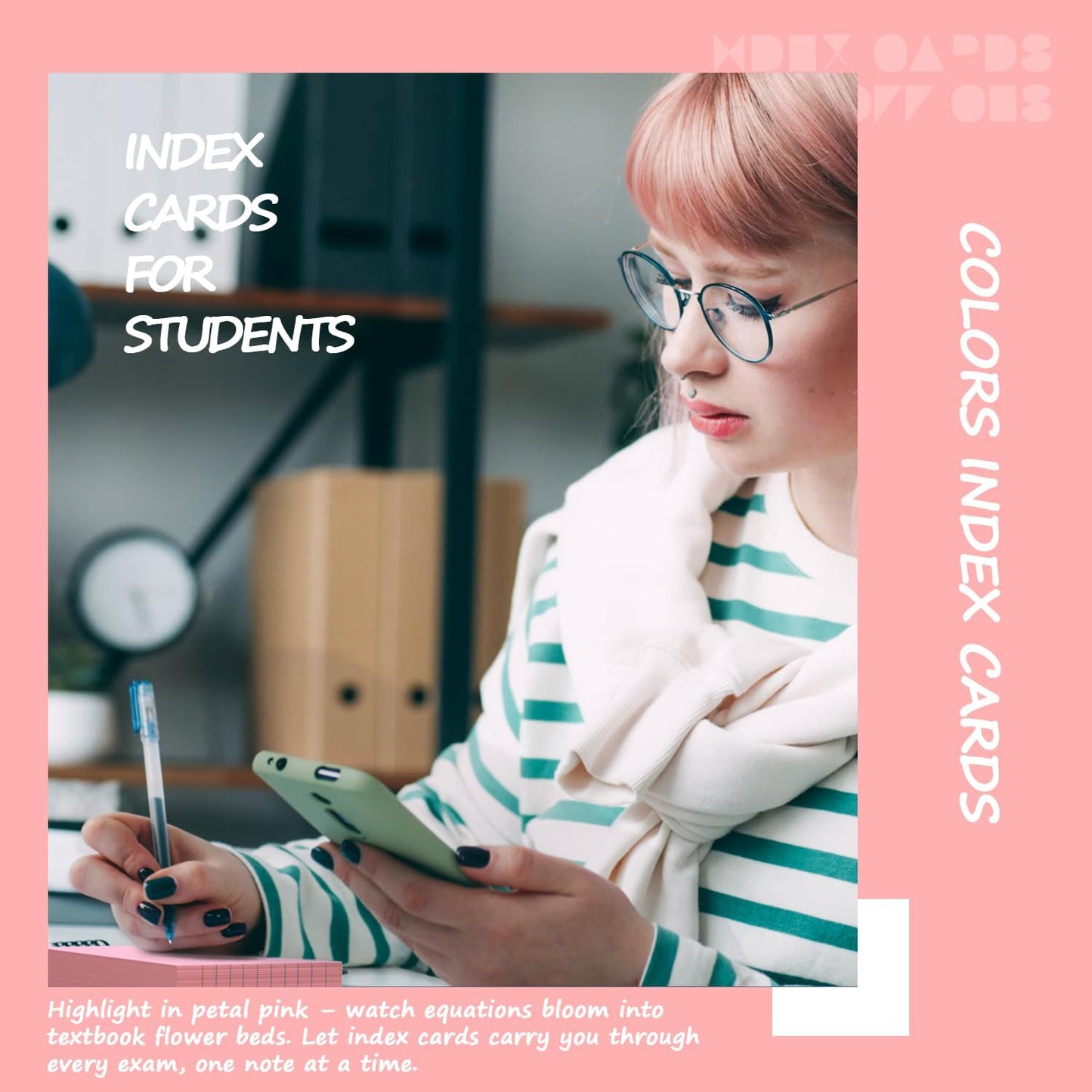 Pink Index Cards 3x5 Inch - 200 Pack, Ruled Index Flash Cards for Studying, 180GSM Pink Note Cards 3x5 Lined Index Cards, Flashcards 3 x 5 Notecards Lined College Ruled Study Card for Office, School