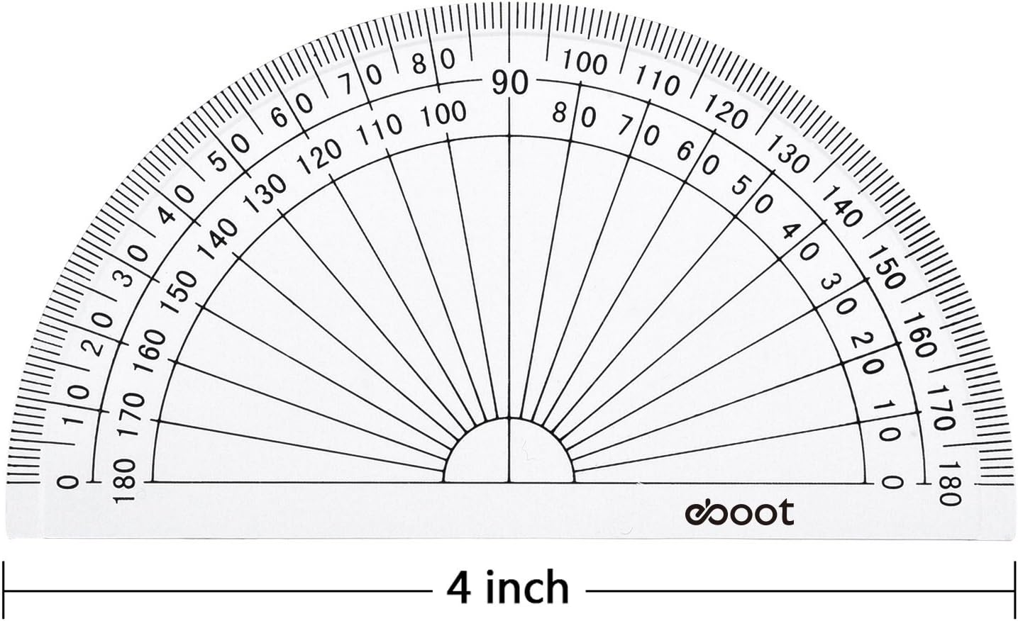 EBOOT 50 Pcs Math Protractors Plastic Protractor 180 Degrees, 4 Inches(Clear)