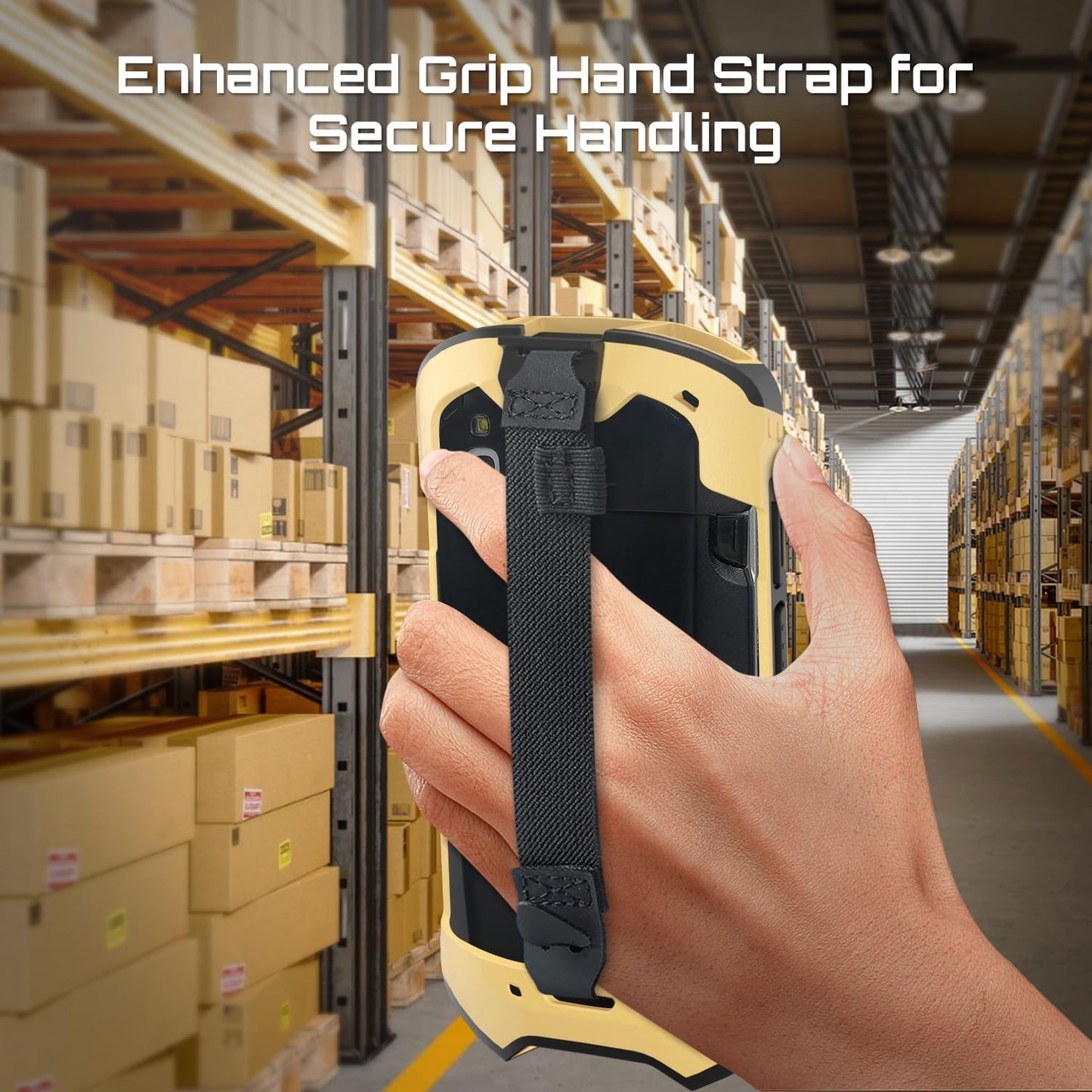 TC51 TC52 TC56 TC57 TC510K Case with Hand Strap - Protective & Ergonomic for Zebra Handheld Barcode Scanners SG-TC5X-EXO1-01 SG-TC5X-EXONHS-01 (Black-Yellow Blend)