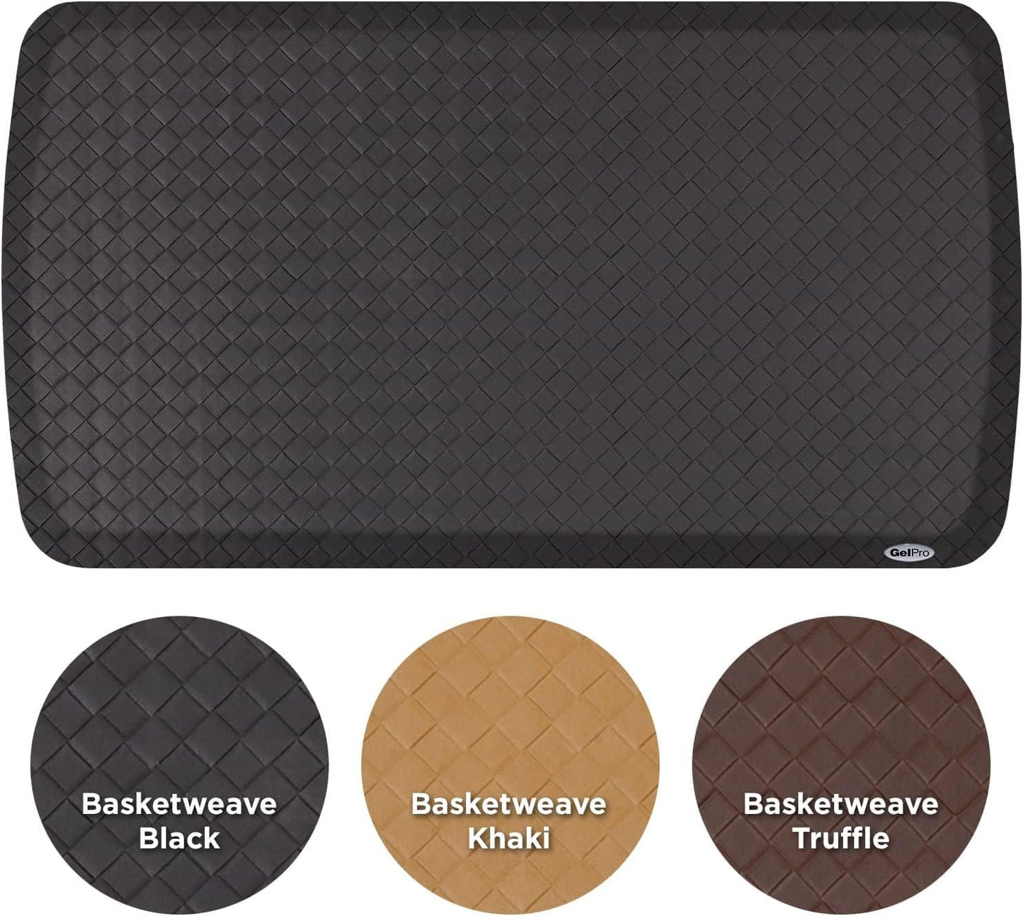 GelPro Elite Premier Gel & Foam Cushioned Anti-Fatigue Kitchen Floor Comfort Mat, Padded Stain-Resistant, Waterproof, Non-Slip Comfort Padded Desk/Office Mat, 20" x 36", Basketweave Black