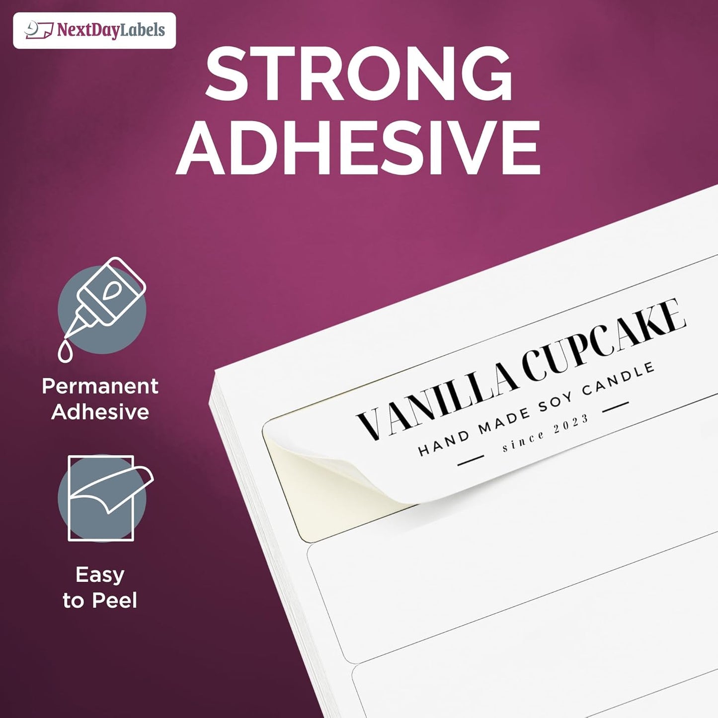 NextDayLabels 4' x 1" White Laser/Inkjet Printer Labels - 2000 Labels (100 Sheets, 20 Per Sheet) - Address, Shipping, Return Labels