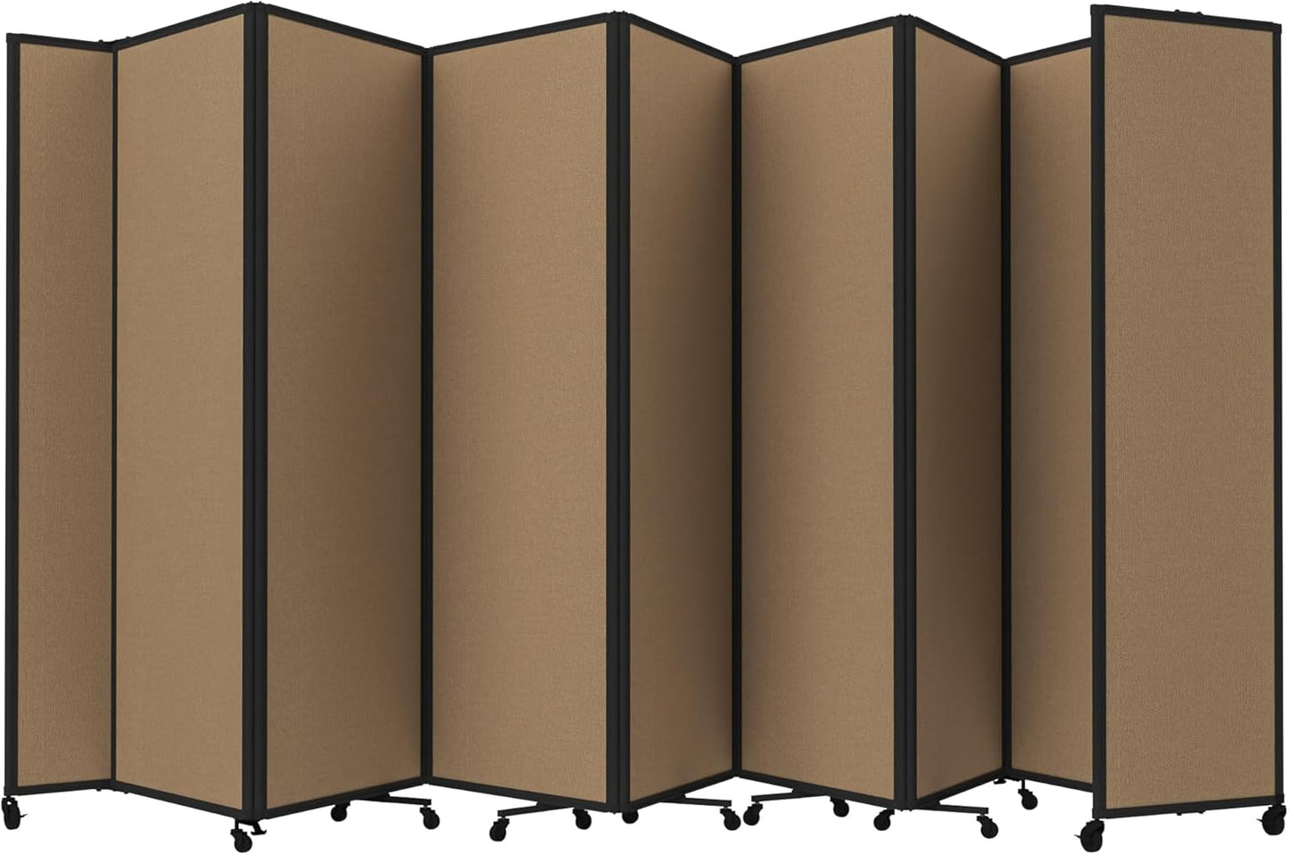 Versare Room Divider 360 Portable Wall Partition | Folding Panels | Large Freestanding Divider | Locking Wheels | Temporary Room Separator