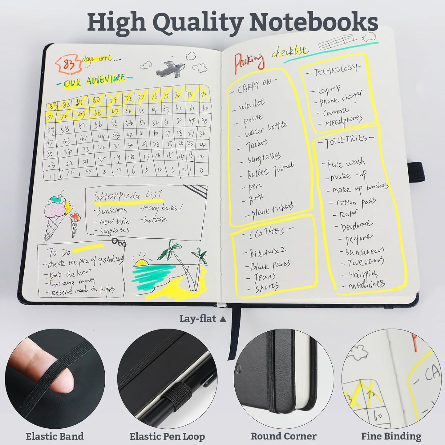 2Pack Blank Hardcover Sketch Book Notebook, A5 140 Pages 120Gsm Thick Journal for Drawing,School,Work,Diary，5.7''*8.3'',Light Green
