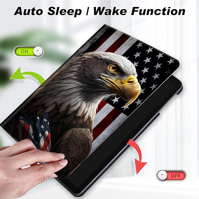 for Amazon Kindle Fire Max 11 Case (13th Generation, 2023 Release) 11",Slim Lightweight Smart Shell Stand Cover with Auto Wake/Sleep for All-New Fire 11 Max Tablet,American Flag Eagles