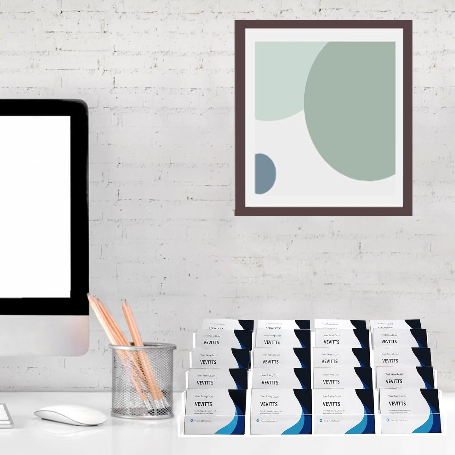 20 Slots Acrylic Business Card Holder for Desk Business Card Stand Clear Plastic Multiple Cards Display Stand Rack for Office Supplies Home School Brochure File Table Recipe