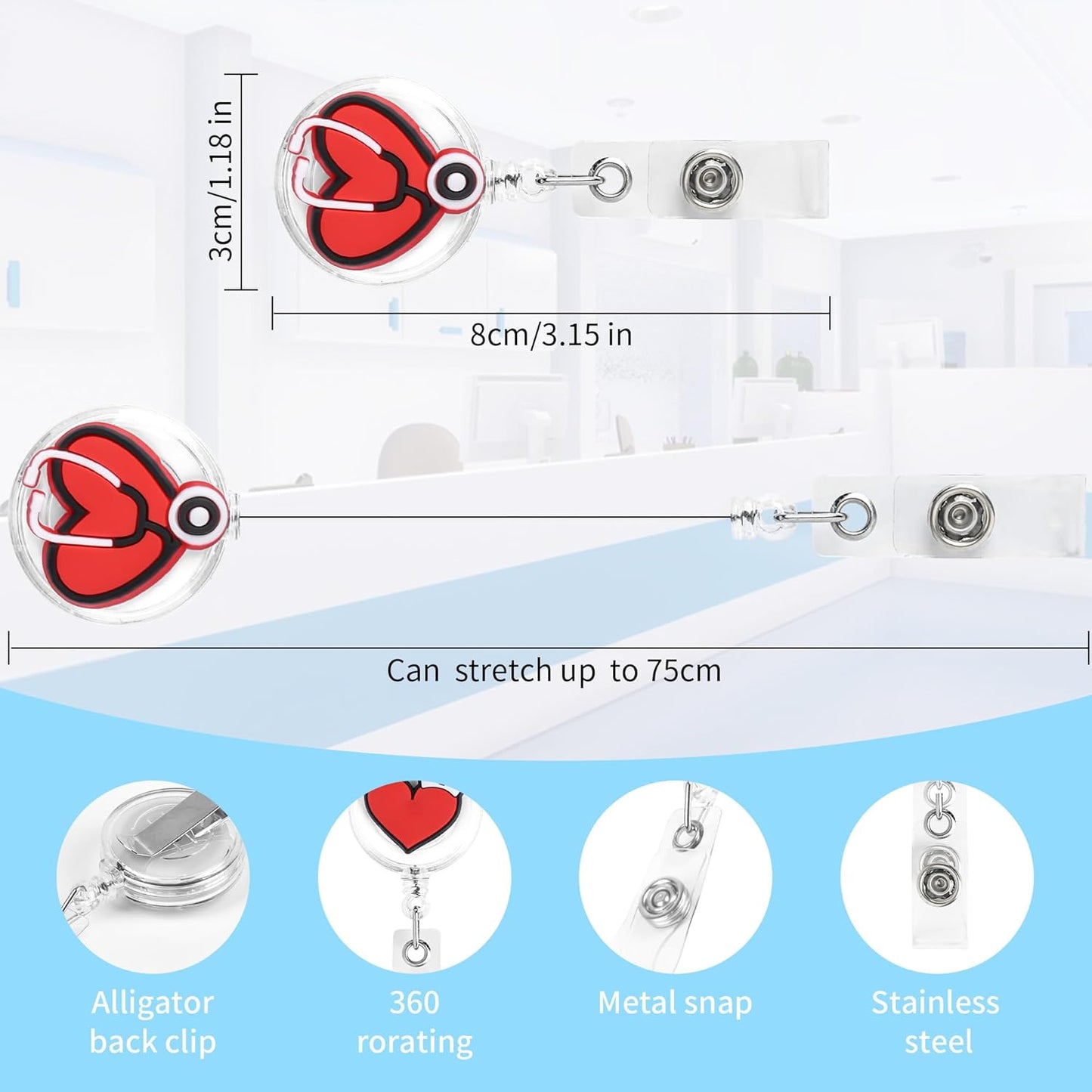 24Pcs Medical Badge Reel, Retractable Nursing ID Badge Holders Nurse Accessories for Doctor Medical Health Hospital Office Worker Gifts. (Nurse)