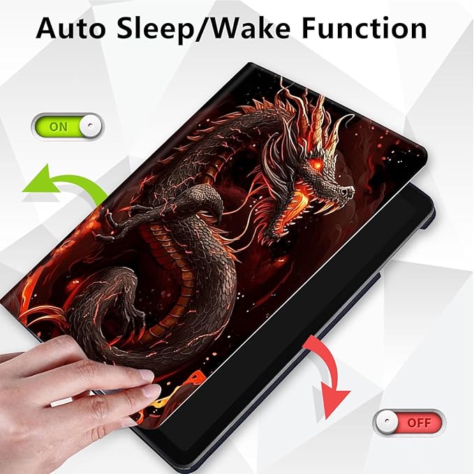 for Kindle Fire 7 case 2019 2017 Release 9th 7th Generation,360 Degree Rotating Stand Smart Protective Cover Case for Amazon fire 7 Tablet 9th/7th Generation,Fire Dragon