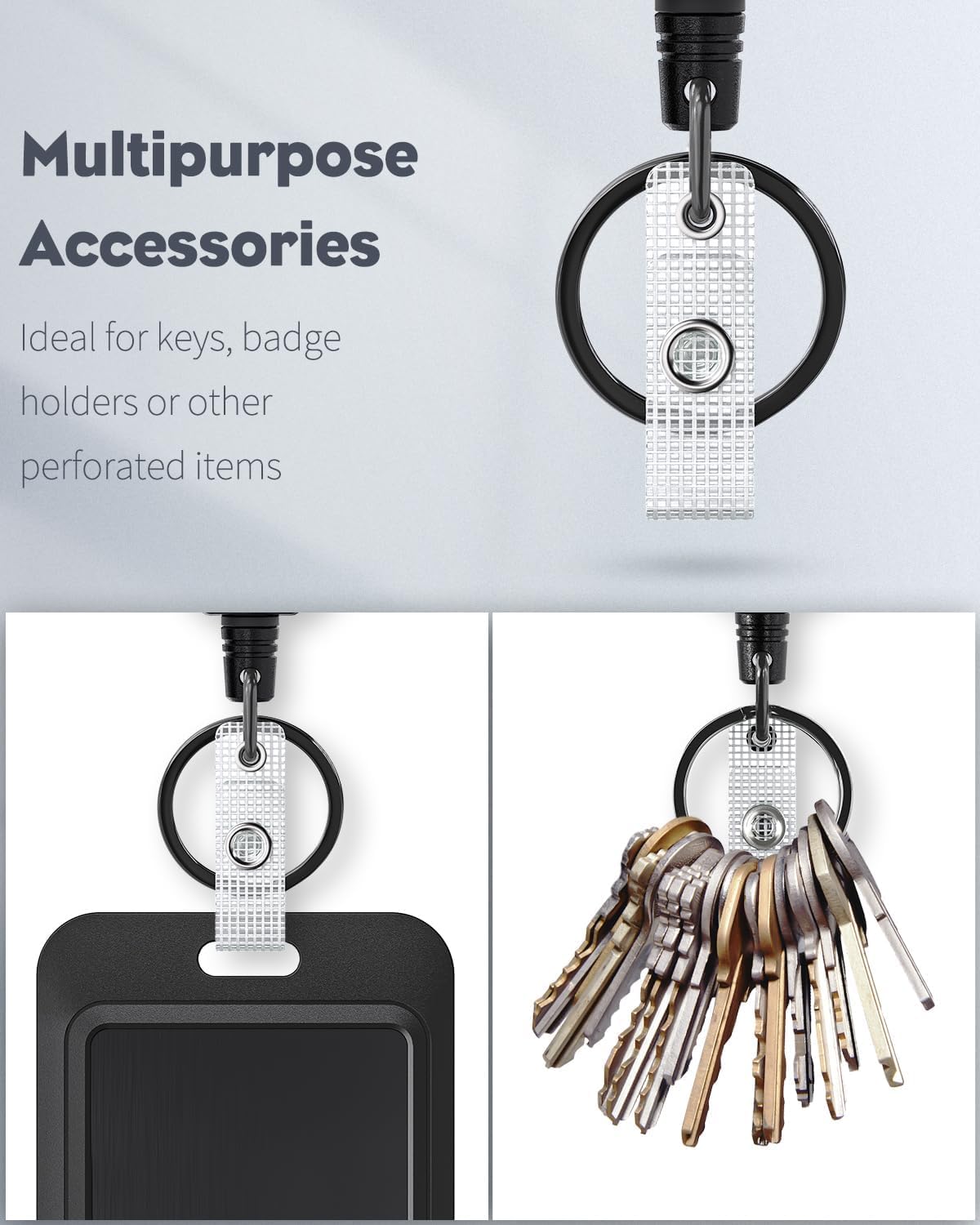 Uniclife 2 Pack Retractable Keychain Heavy Duty Carabiner Badge Holder Tactical ID Badge Reel for up to 8 oz with Stainless Steel 31.5 Inch Steel Wire Rope Retractable Lanyard Clip and Key Ring