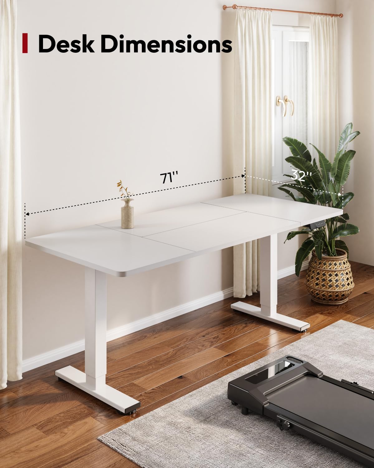 SANODESK Standing Desk Height Adjustable Electric Stand up Desk 71x32 Inches Sit Stand Home Office with Splice Board, White Frame/White Top