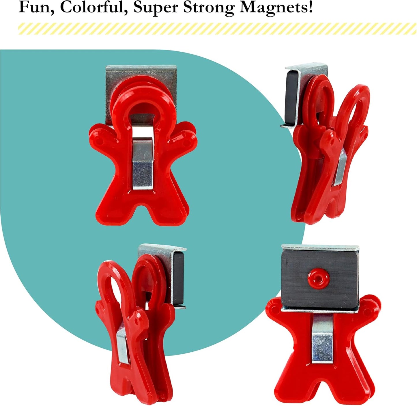 The Pencil Grip Magnet Man Magnetic Clip, Assorted Colors, Pack of 10