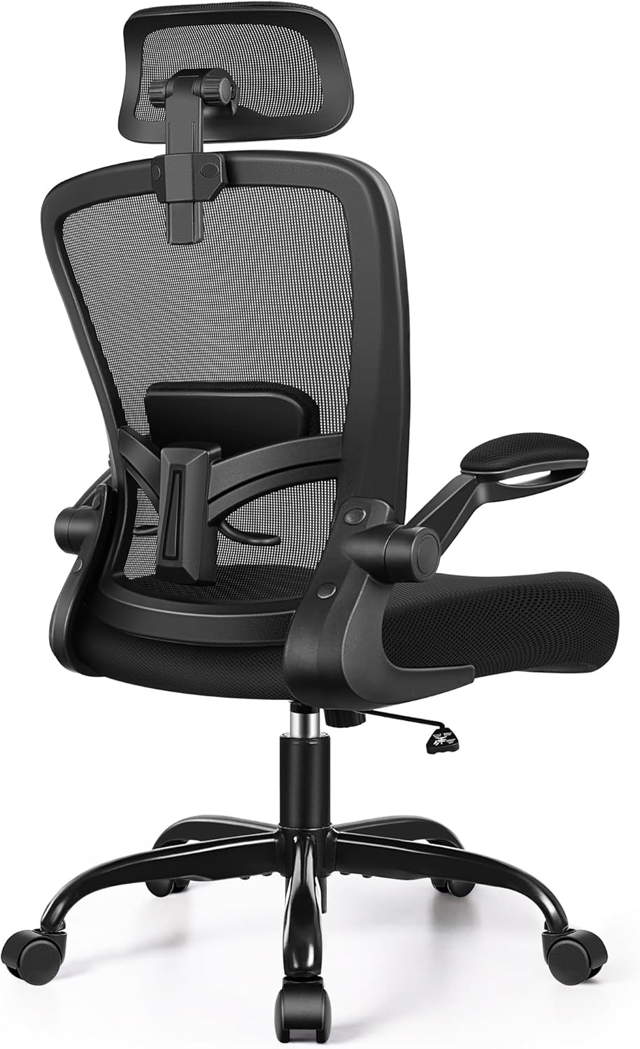 FelixKing Ergonomic Office Chair, Headrest Desk Chair with Adjustable Lumbar Support, Home Office Swivel Task Chair with High Back and Armrest, Adjustable Height Gaming Chair(Black)