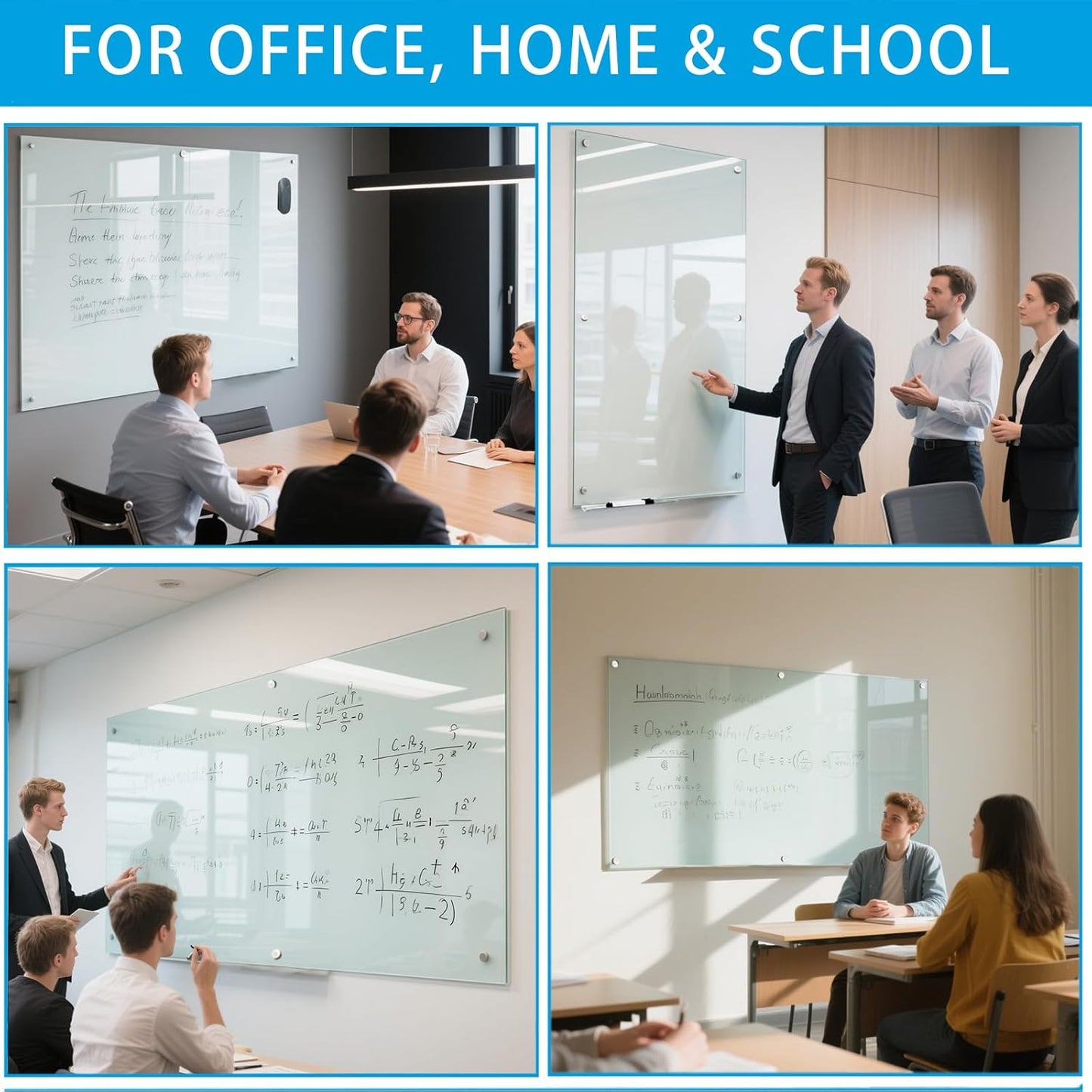 Magnetic Glass Whiteboard - 72"X48" Dry Erase White Board Frameless Glass Boards with Super Strong Magnets, Wall Mounted for Office, School and Home