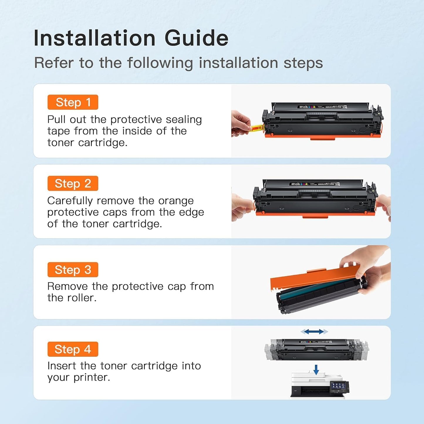 E-Z Ink Compatible 206A (with Chip) Replacement for HP 206A Toner Cartridges 4 Pack 206X to Use with Color Laserjet Pro MFP M283fdw M283cdw M283fdn M282nw Pro M255dw M255nw M283 M255 W2110A High Yield