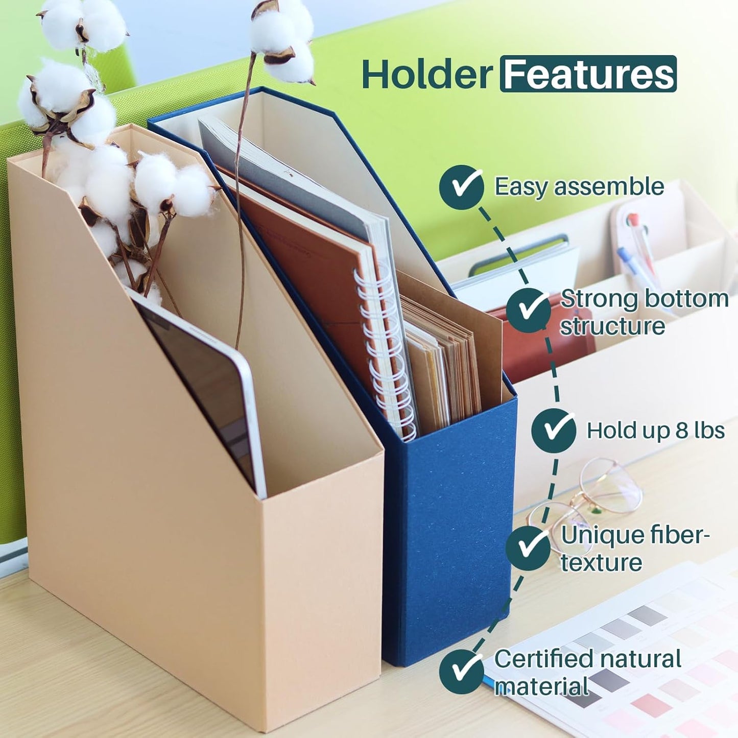 Magazine Holder - File Holder and Desk Organizer, Cardboard Book Organizer and Storage Box for Documents, Magazine Holder Rack for Office, Home and Classroom (Latte Brown, 6-Pack)