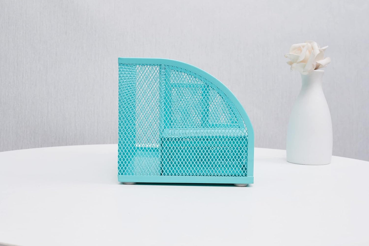 Annova Mesh Desk Organizer Office with 7 Compartments + Drawer/Desk Tidy Candy/Pen Holder/Multifunctional Organizer (Turquoise)