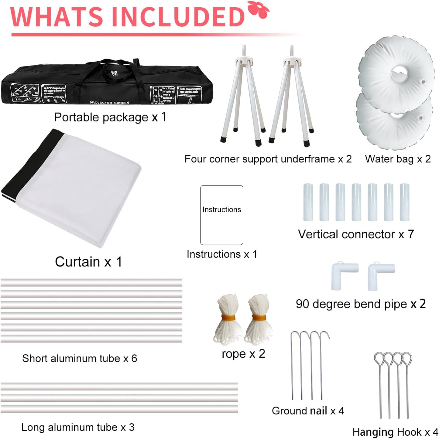 Projector Screen with Stand 120 inch: Foldable and Portable Projection Screen 16:9 4K HD Wrinkle-Free Lightweight Movie Screen with Carry BagHome Theater Backyard Cinema