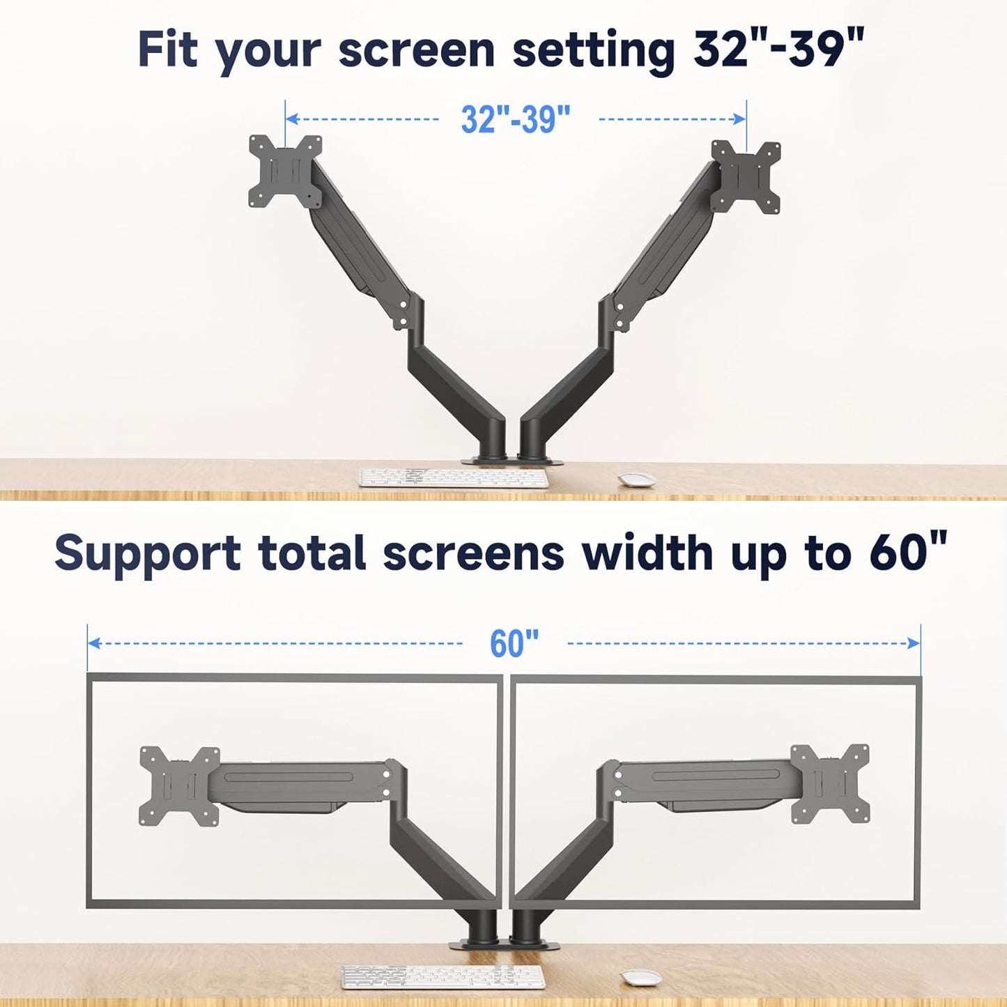 Suptek Monitor Laptop Mount Stand, 2 in 1 Function Dual Monitor Arms Desk Mount for 11"-17" Notebook and 17"-32" Monitor with Laptop Tray,Holds up to 22lbs
