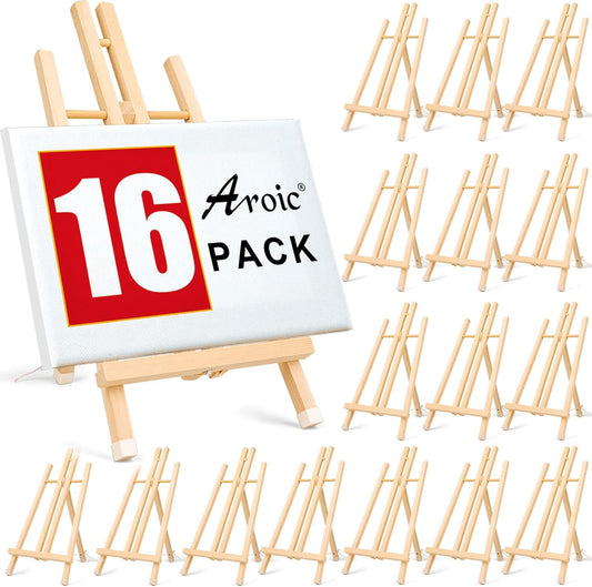 16 Pack 15 Inch Wood Easels, Easel Stand for Painting Canvases, Art, and Crafts, Tripod, Painting Party Easel, Kids Student Tabletop Easels for Painting, Portable Canvas Photo Picture Sign Holder