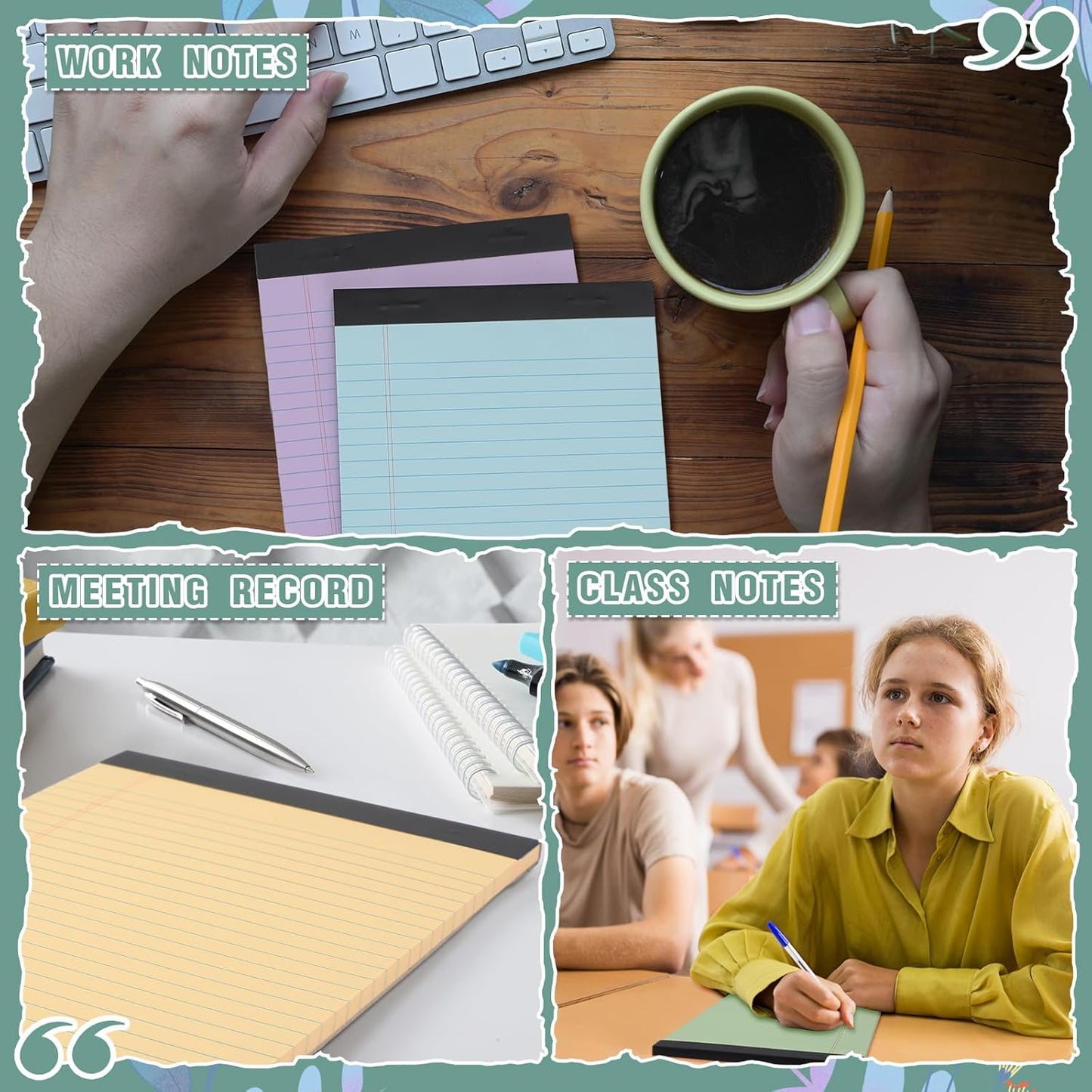 Fuutreo 24 Pcs 5" x 8" Legal Pad Writing Notepads 50 Sheets Small Legal Pad Narrow Ruled Multiple Color Lined Paper for School College Office Supplies Work (Multicolor)