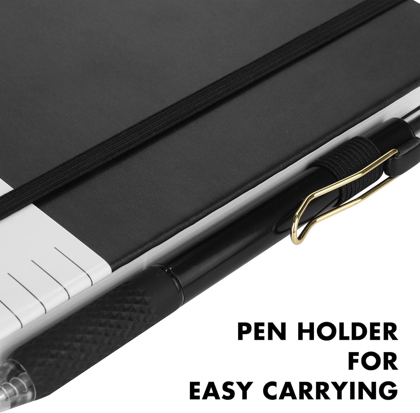 Aodaer 30 Set Lined Notebook Journals with Pens A5 Notebooks 100 GSM College Ruled Hardcover Notebook PU Leather Notepad with Pen Holder for Office School, 5.7 x 8.3 Inches, Black