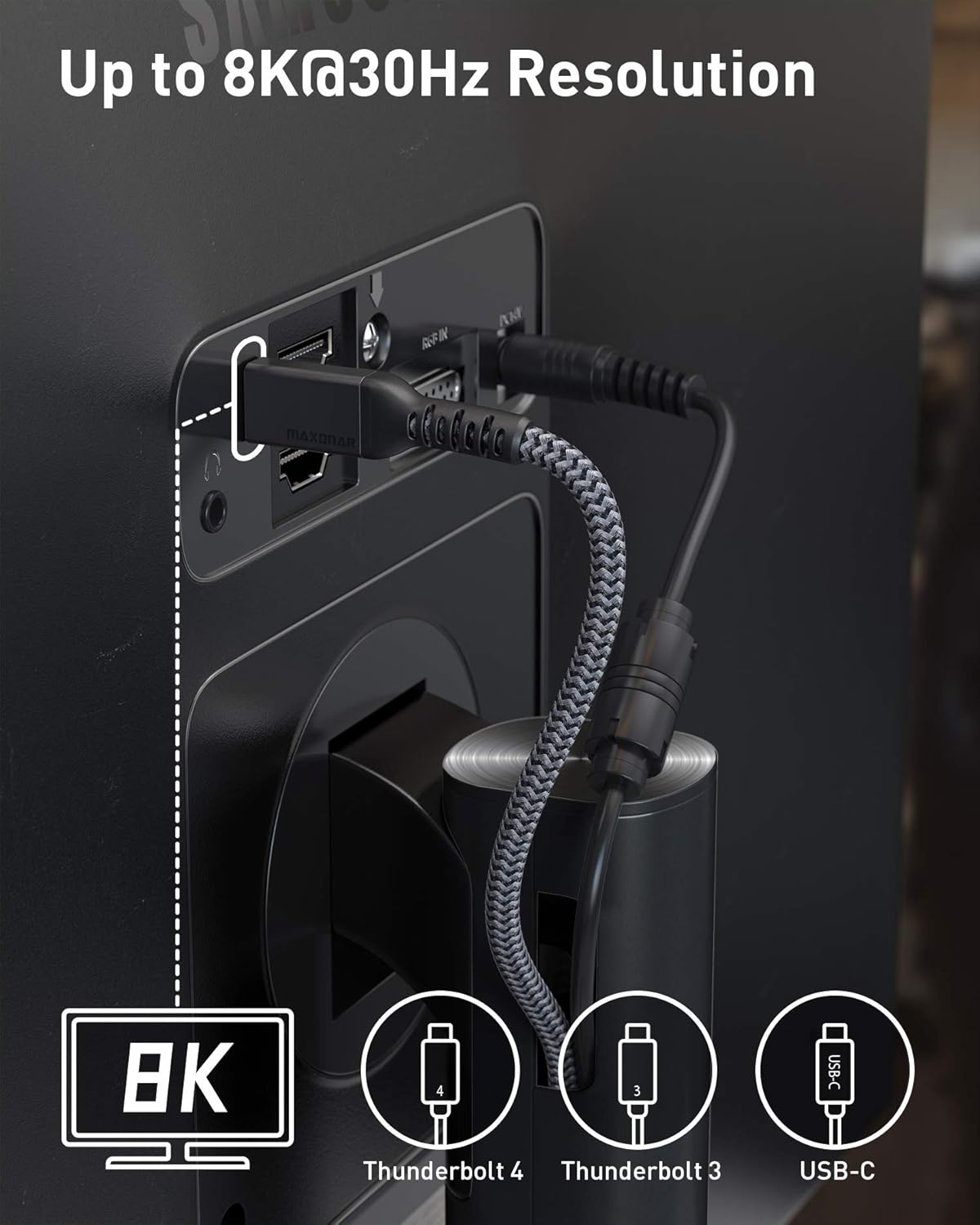 Maxonar [2 Pack 6.6Ft] Thunderbolt 4 Cable, 240W Thunderbolt Cable 40Gbps Data Sync and 8K Display for Thunderbolt 4/3, USB 4,USB C