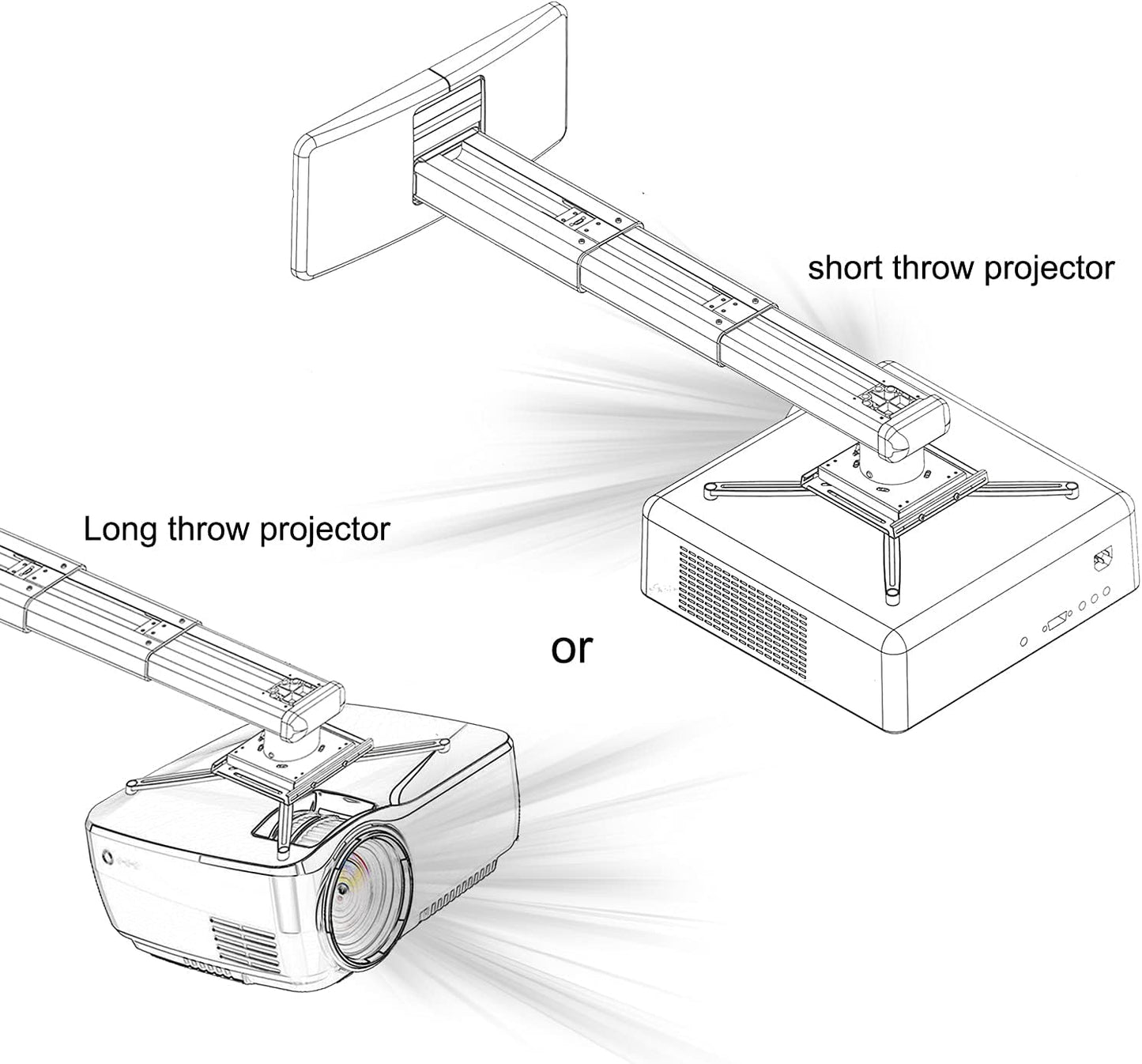 NC Projector Wall Mount with Universal LCD/DLP mounting ,Telescopic Bracket Hanger,22lbs Load Capacity,High-Precision Adjustable:(19.49"-49.21")
