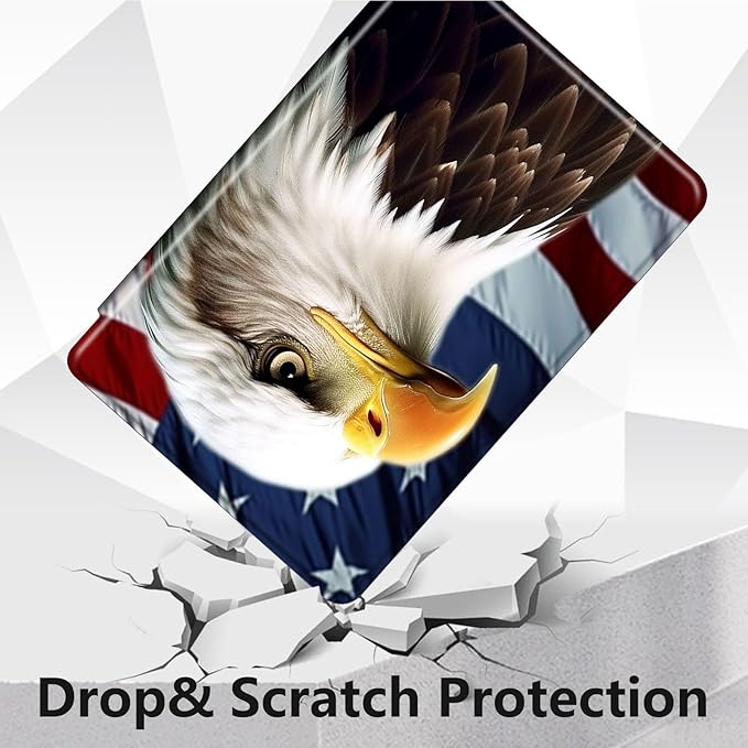 for All-New Amazon Kindle Fire 7 Tablet Case(12th, 2022 Release),Fire 7 Tablet Case,360 Degree Rotating Stand Smart Protective Case, for Fire 7 2022 Tablet (7” Display),American Flag/Eagles