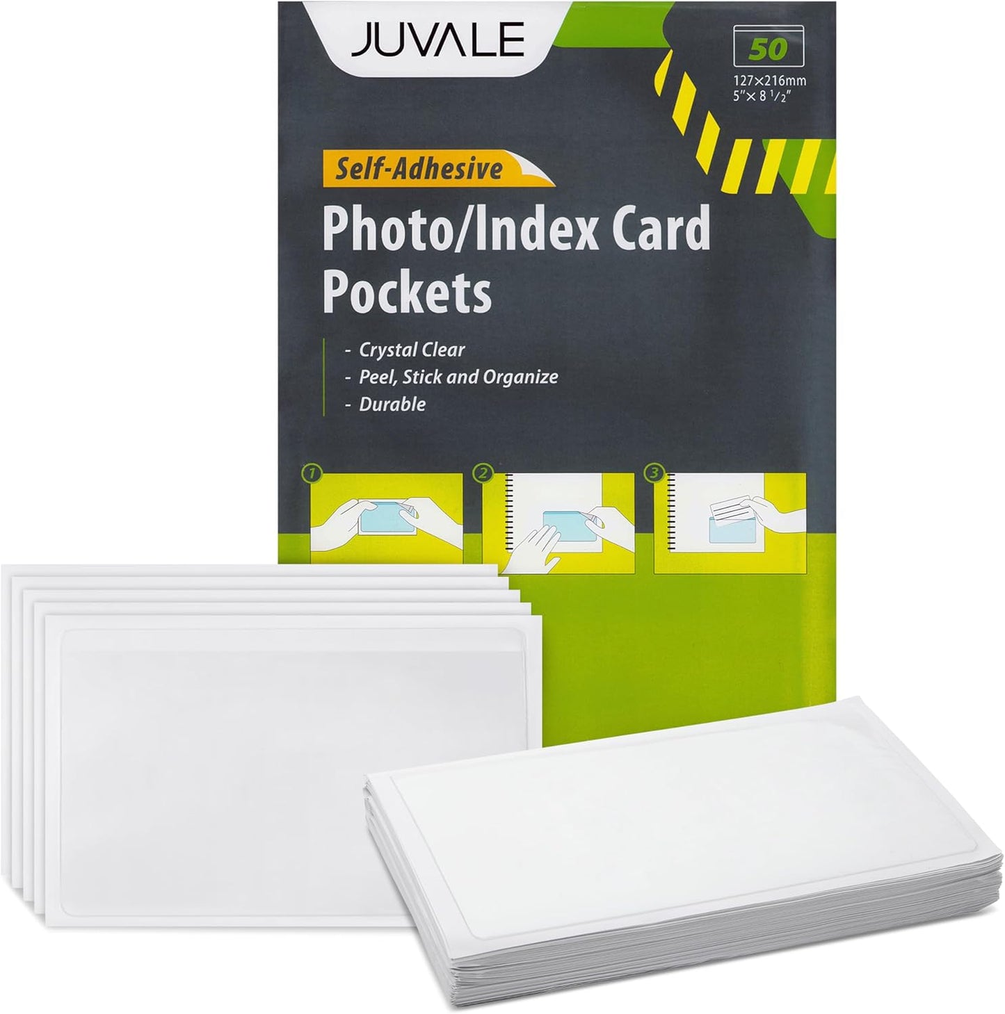 Juvale Photo Sleeves - 5.5 x 8.8 Inches, Clear, 50 Pack - Index Card Holder & Label Sleeves for Planners - Top-Load Card Protector - Office Supplies