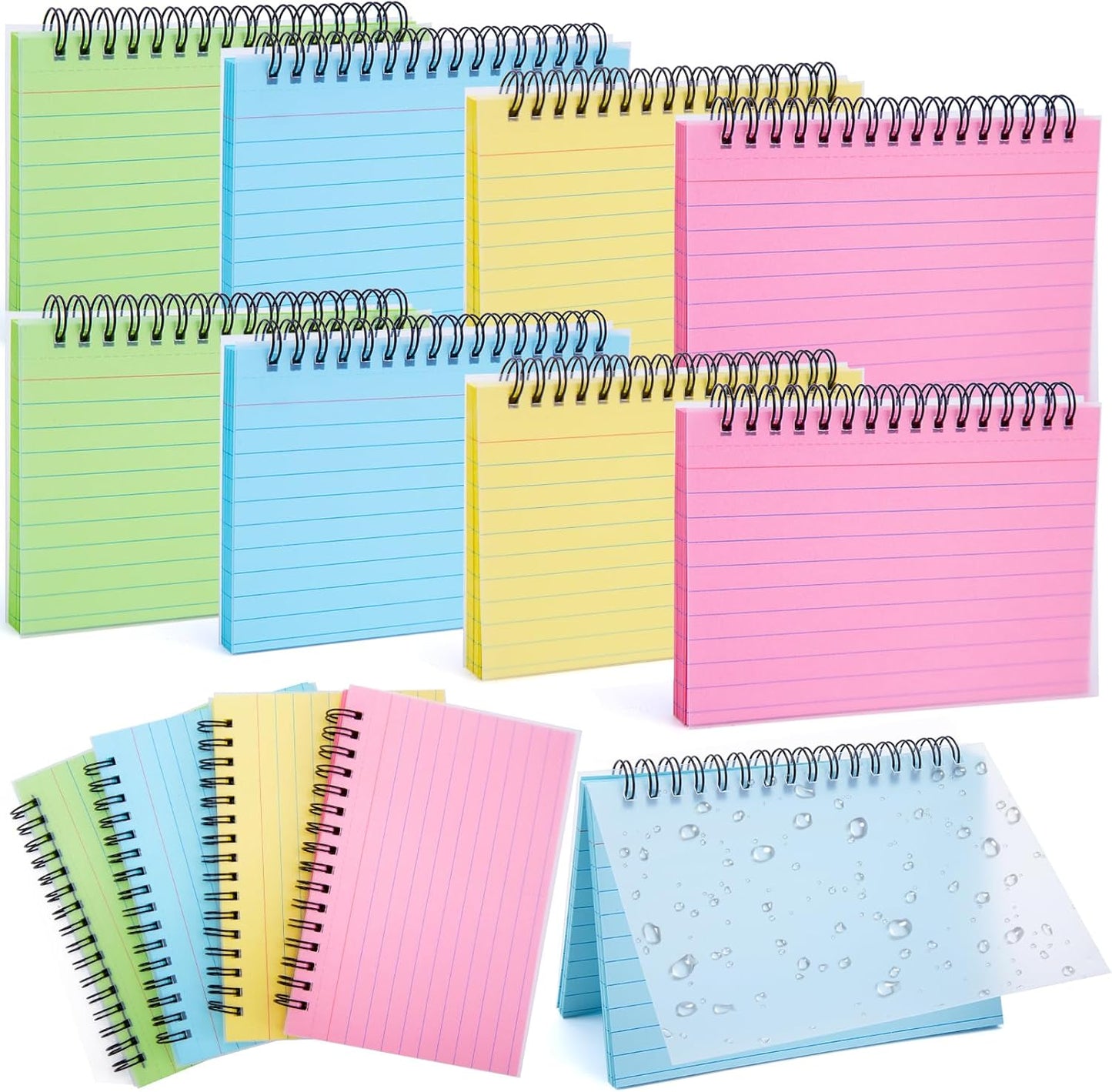Koogel 400PCS Index Cards with Rings, 4x6 Colored Ruled Index Cards with Waterproof Covers for Back to School, Flashcard Recipe Note Card for Studying Nursing School College Essentials, 4 Colors