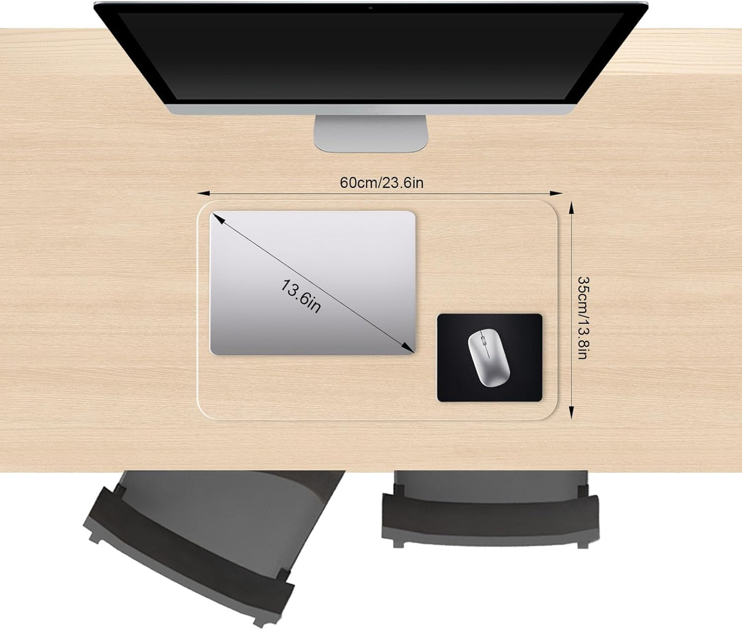 Clear Desk Mat, Non-Slip PVC Desk Protector Mat with Round Edge, Heat Resistant & Waterproof Clear Desk Writing Mat for Home and Office (23.6"*13.8")