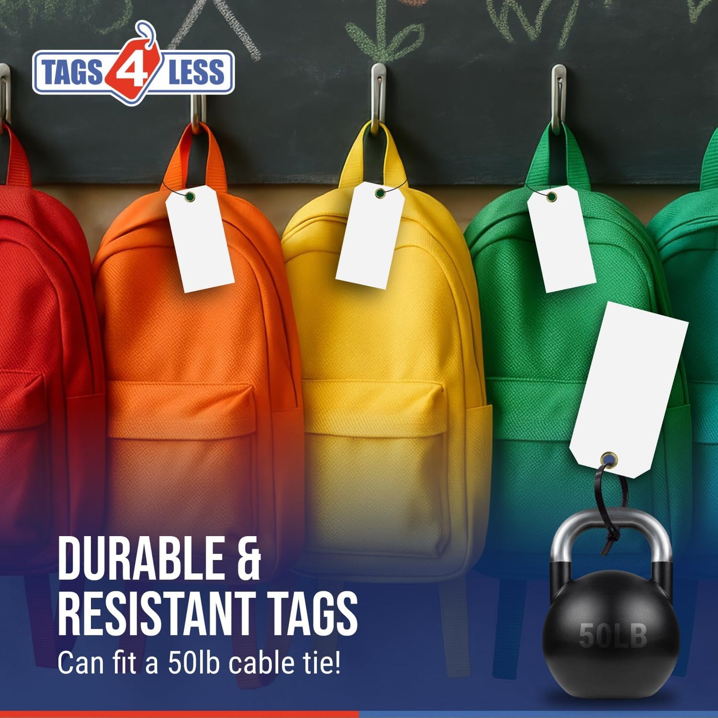 Tags 4 Less 15 Mil Waterproof Plastic Tags, Pack of 100 – 2” x 4” Heavy Duty Plastic Tags for Labeling, Outdoor Tagging, Equipment Labeling, Luggage, Valves & More (White)