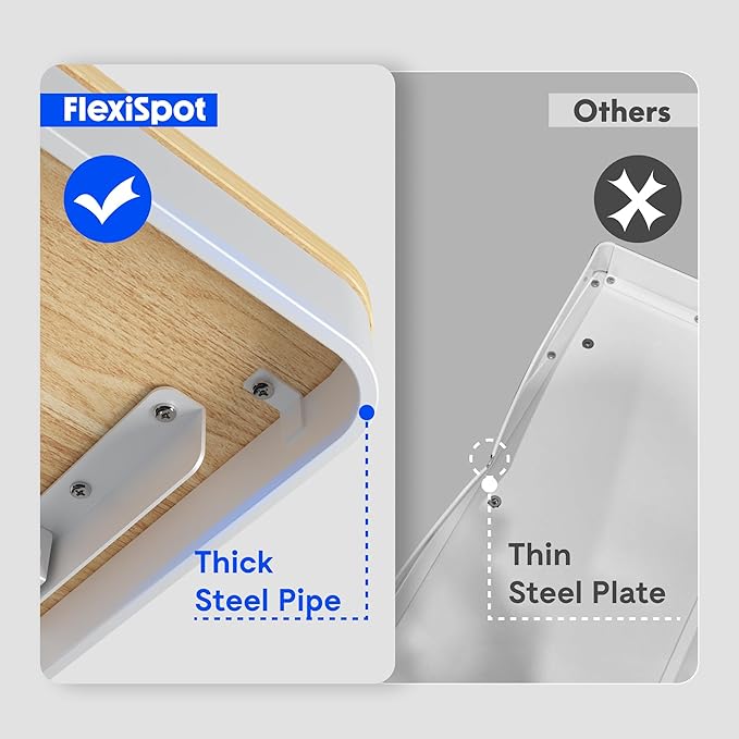 FLEXISPOT Electric Glass Standing Desk with Drawer Desktop & Adjustable Frame Quick Install w/USB Charge Ports, Child Lock (White, Glass)