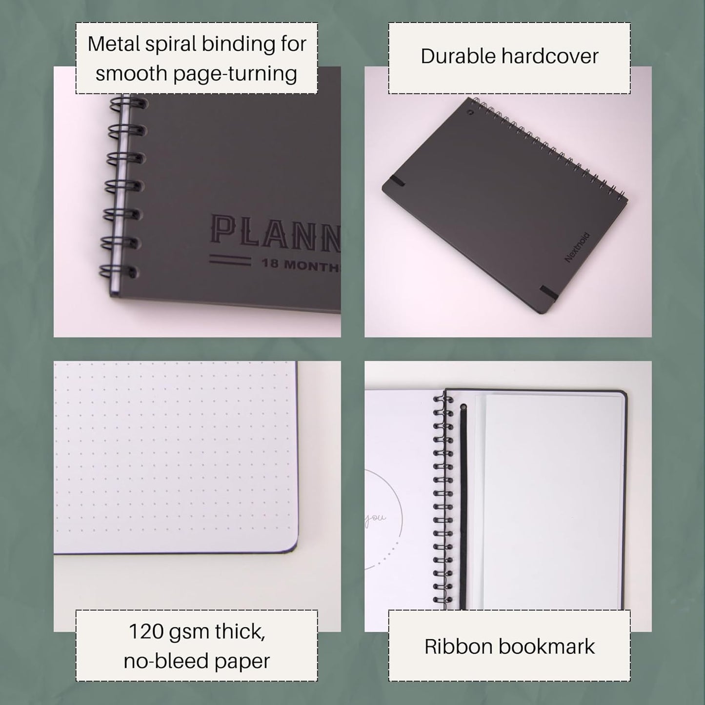 Undated Monthly Planner 2025-2026 - 18 Month Monthly Calendar Planner Book for School Office and Home - Hardcover Blank Planners for Goals Tasks and Dates - B5(6.9" x 9.8") Black