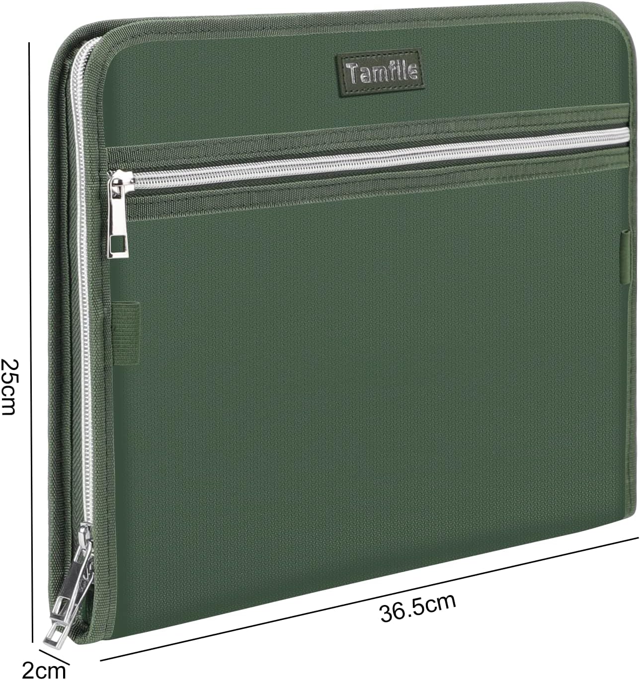 Fireproof Safe Accordion File Organizer Bag Folder,Waterproof Expanding Filing Folder with 14 Pockets, A4 Letter Size, Document Organizer Holder and Color Labels /2 Zipper (Green 14.3" x 9.8")