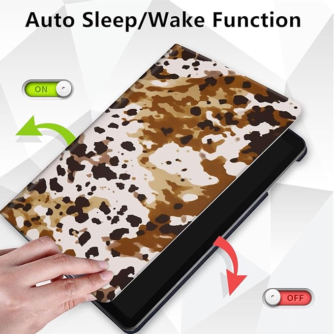 for All-New Amazon Kindle Fire HD 10 Tablet Case (13th Generation, 2023 Release) 10.1", 360 Degree Rotating Stand Cover with Auto Wake Sleep Case for Fire Tablet 10 2023,Brown Cow Pattern