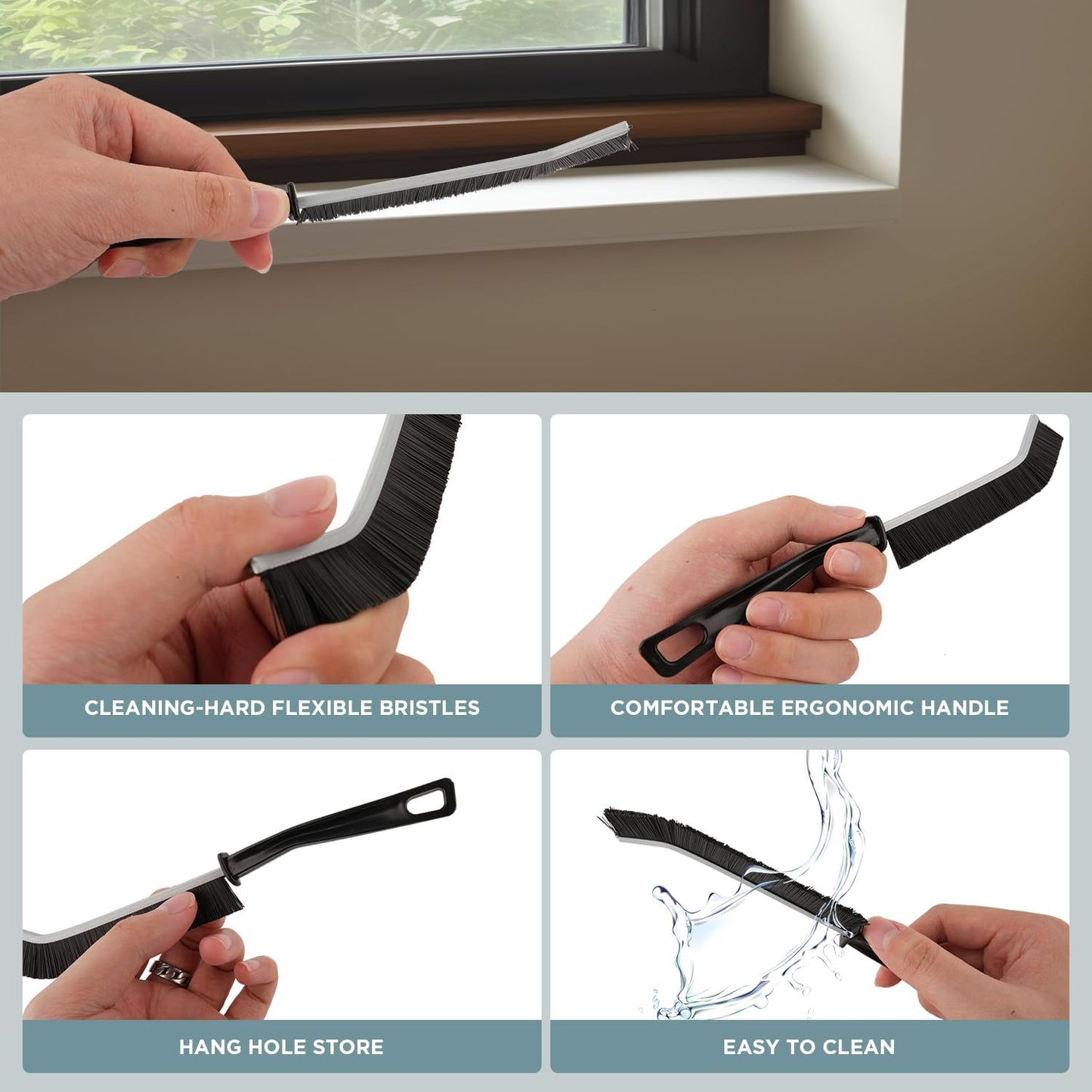 Crevice Cleaning Brush, ByAnciel Pack of 8 Multi-Purpose Brush Tool, Stiff Bristle Crevice Brush for Home Use Bathroom Tile Kitchen Practical and Durable Easy to Clean