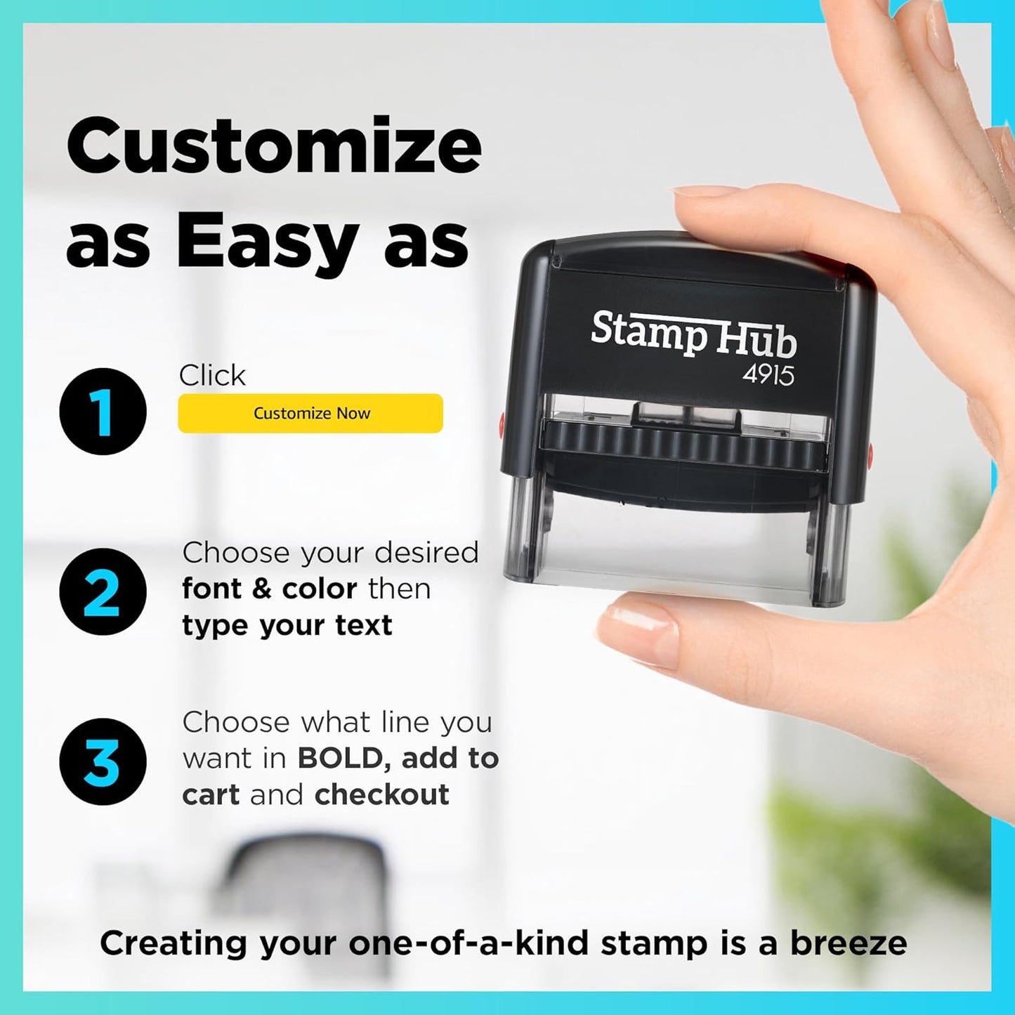 Self Inking Personalized Stamp - Up to 6 Lines, Custom Return Address, Customizable Office Name Rubber - Easy to Change Ink Cartridge, Multiple Ink Color Options - Extra Large