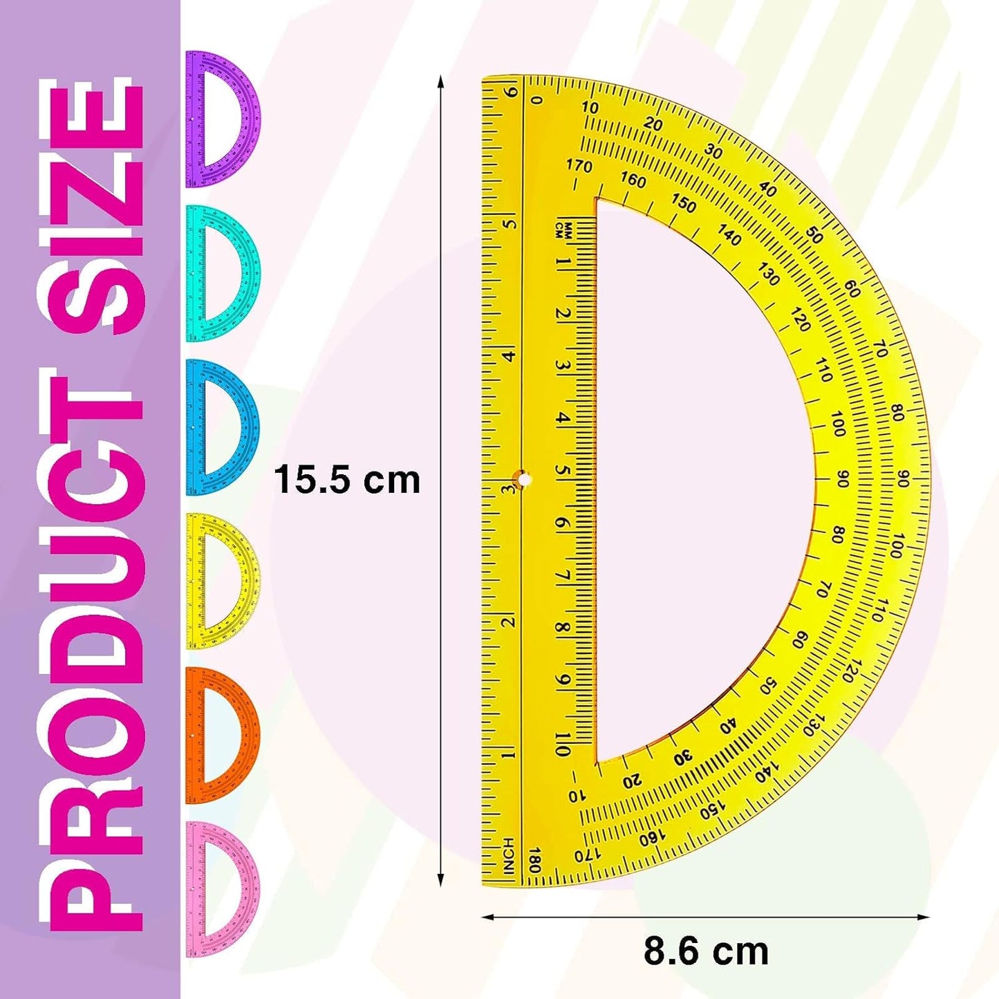 Zonon 200 Pieces Protractors Bulk Plastic 180 Degrees 6 Inch Translucent Protractors for Geometry, Angle Measurement, Students School Supplies
