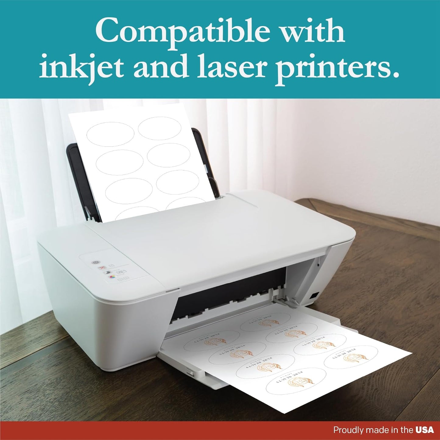 Premium Label Supply White Sticker Oval Labels – 3.33" x 2" Oval – Laser/Inkjet Compatible – (8 per Sheet), 2000 Sheets – 16,000 Total Adhesive Labels