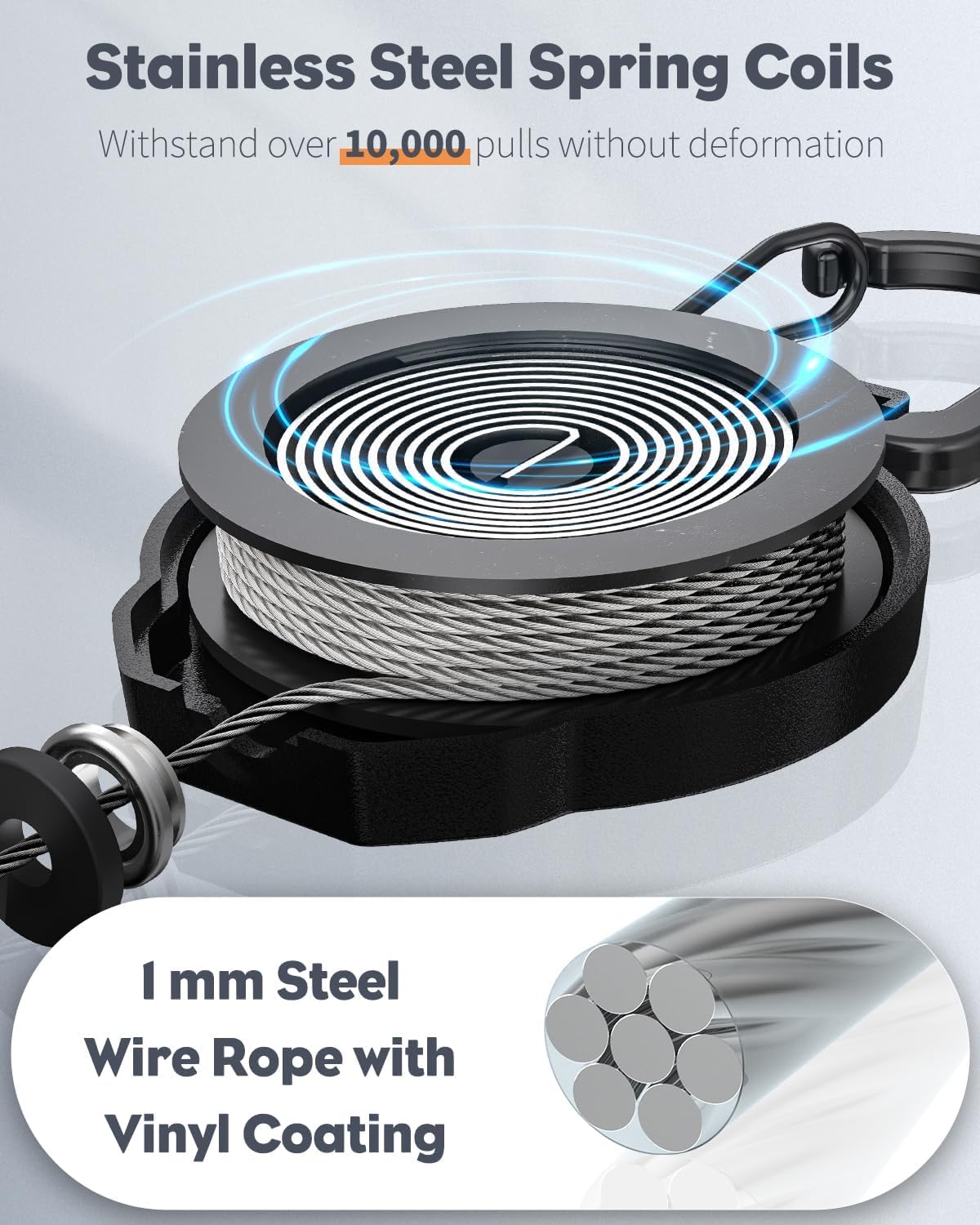 Uniclife 2 Pack Retractable Keychain Heavy Duty Carabiner Badge Holder Tactical ID Badge Reel for up to 8 oz with Stainless Steel 31.5 Inch Steel Wire Rope Retractable Lanyard Clip and Key Ring