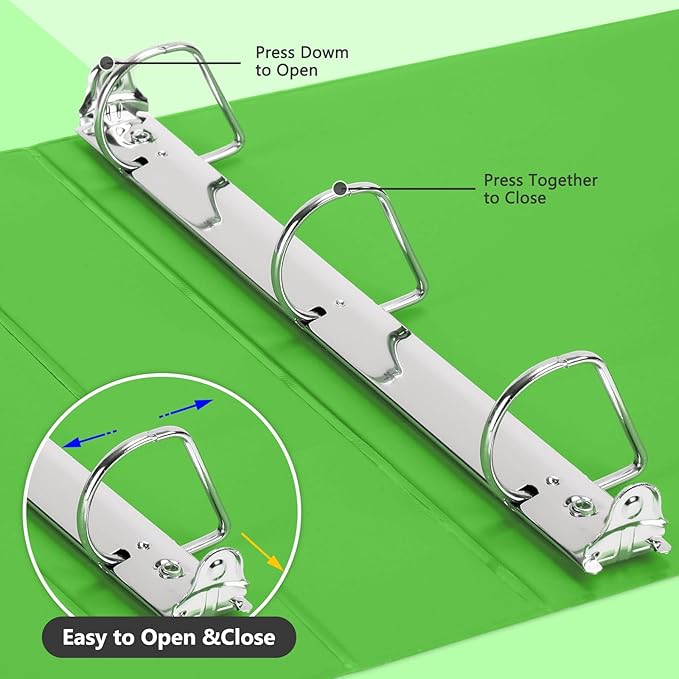 ViVin Sturdy 1.5 Inch 3 Ring Binder with Pockets, Slant-D Ring, PVC-Free, Customizable Clear View Binder,Holds 350 Sheets of 8.5" x 11" Paper, 6 Pack (Ivy Green)