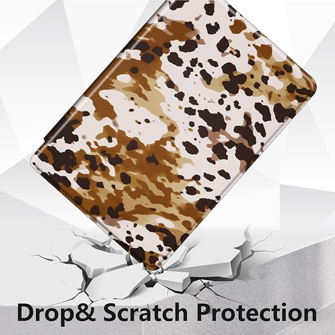 for All-New Amazon Kindle Fire HD 10 Tablet Case (13th Generation, 2023 Release) 10.1", 360 Degree Rotating Stand Cover with Auto Wake Sleep Case for Fire Tablet 10 2023,Brown Cow Pattern